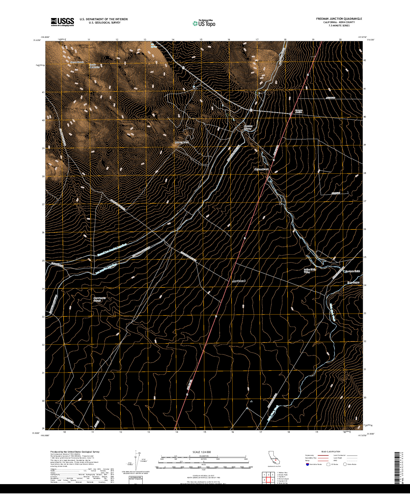 USGS US TOPO 7.5-MINUTE MAP FOR FREEMAN JUNCTION, CA 2018