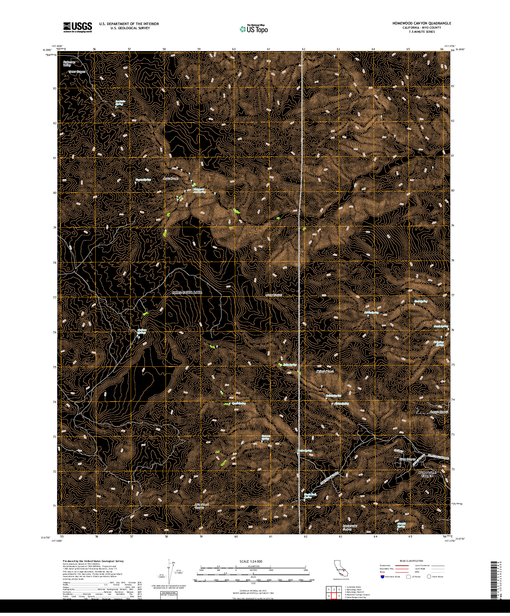 USGS US TOPO 7.5-MINUTE MAP FOR HOMEWOOD CANYON, CA 2018