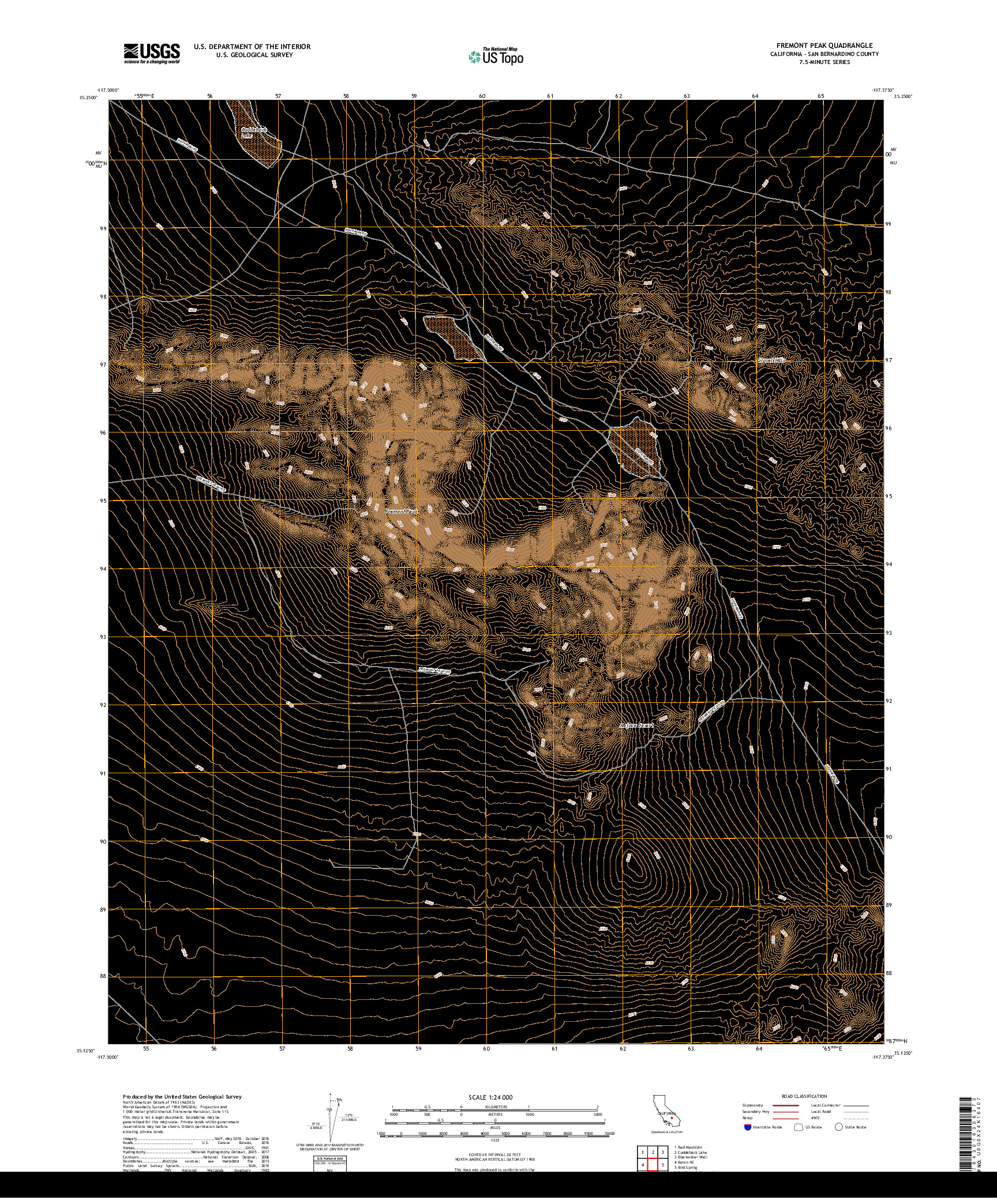 USGS US TOPO 7.5-MINUTE MAP FOR FREMONT PEAK, CA 2018