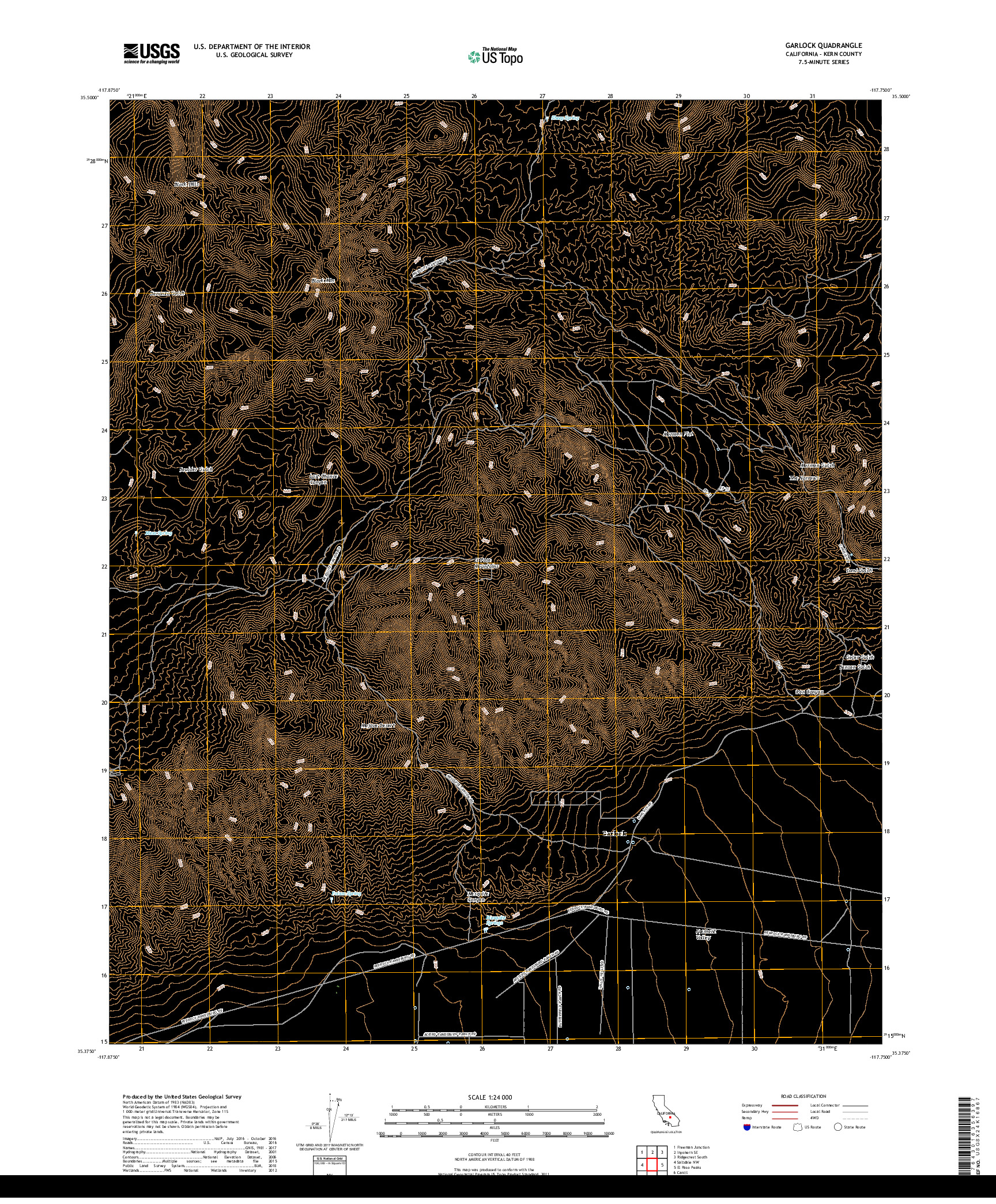 USGS US TOPO 7.5-MINUTE MAP FOR GARLOCK, CA 2018