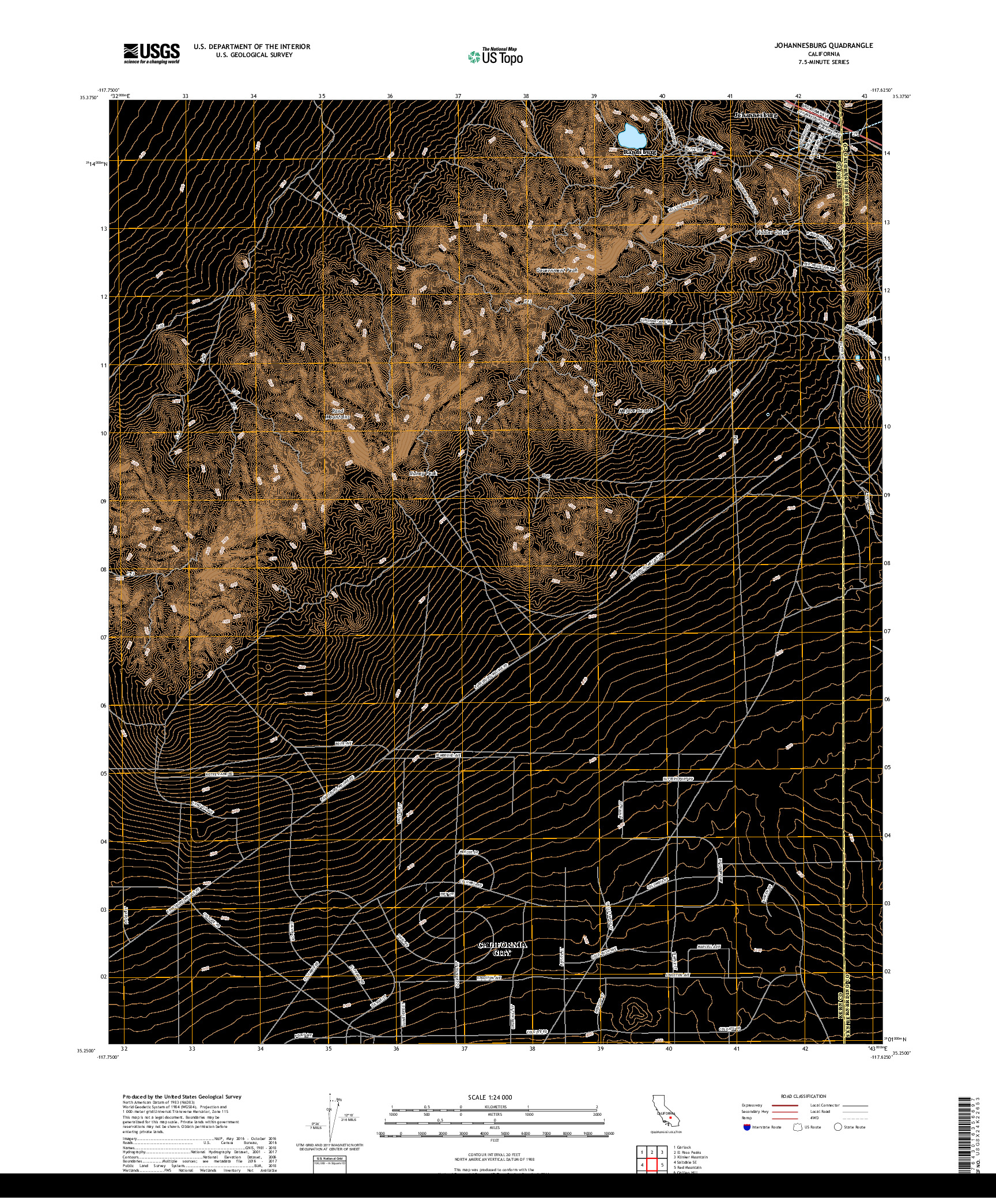 USGS US TOPO 7.5-MINUTE MAP FOR JOHANNESBURG, CA 2018