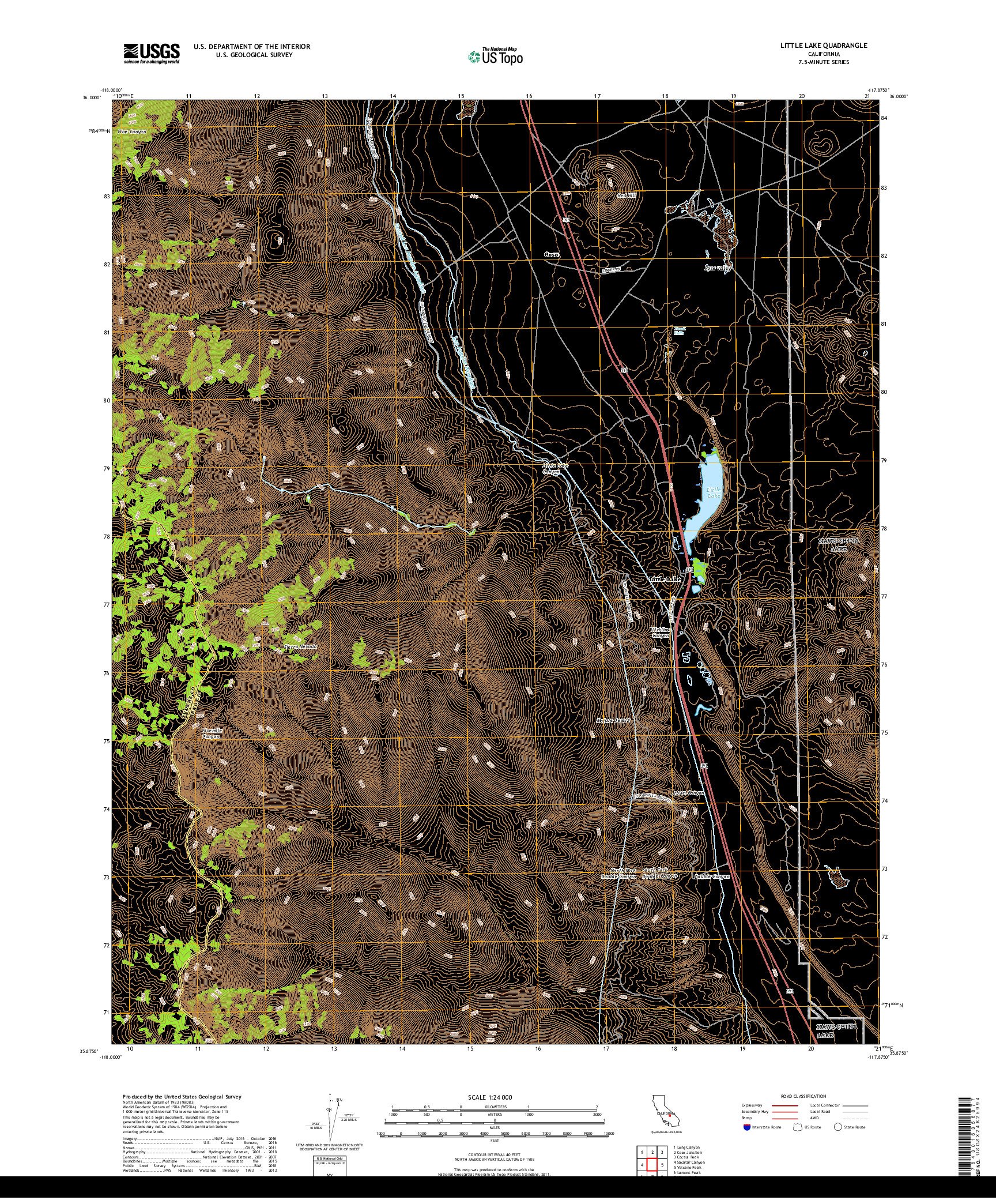 USGS US TOPO 7.5-MINUTE MAP FOR LITTLE LAKE, CA 2018