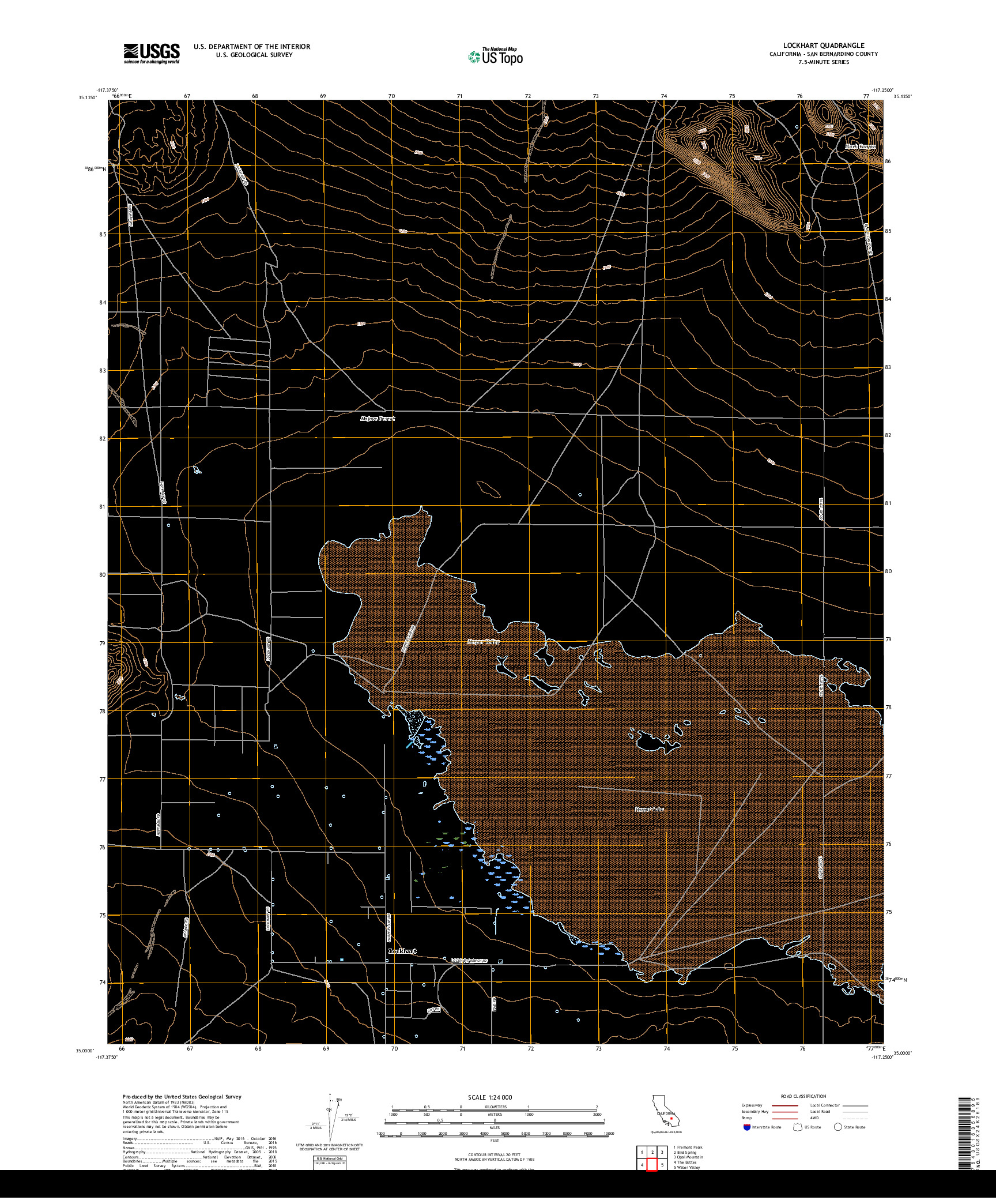 USGS US TOPO 7.5-MINUTE MAP FOR LOCKHART, CA 2018