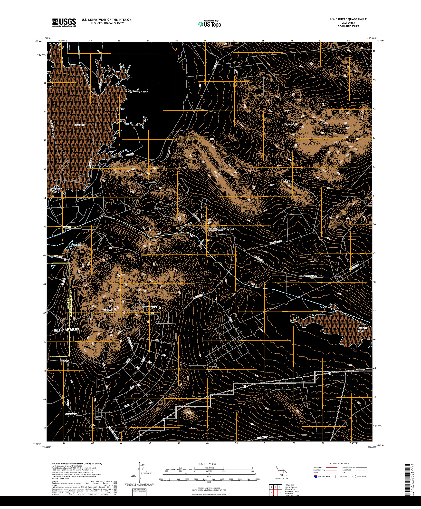 USGS US TOPO 7.5-MINUTE MAP FOR LONE BUTTE, CA 2018