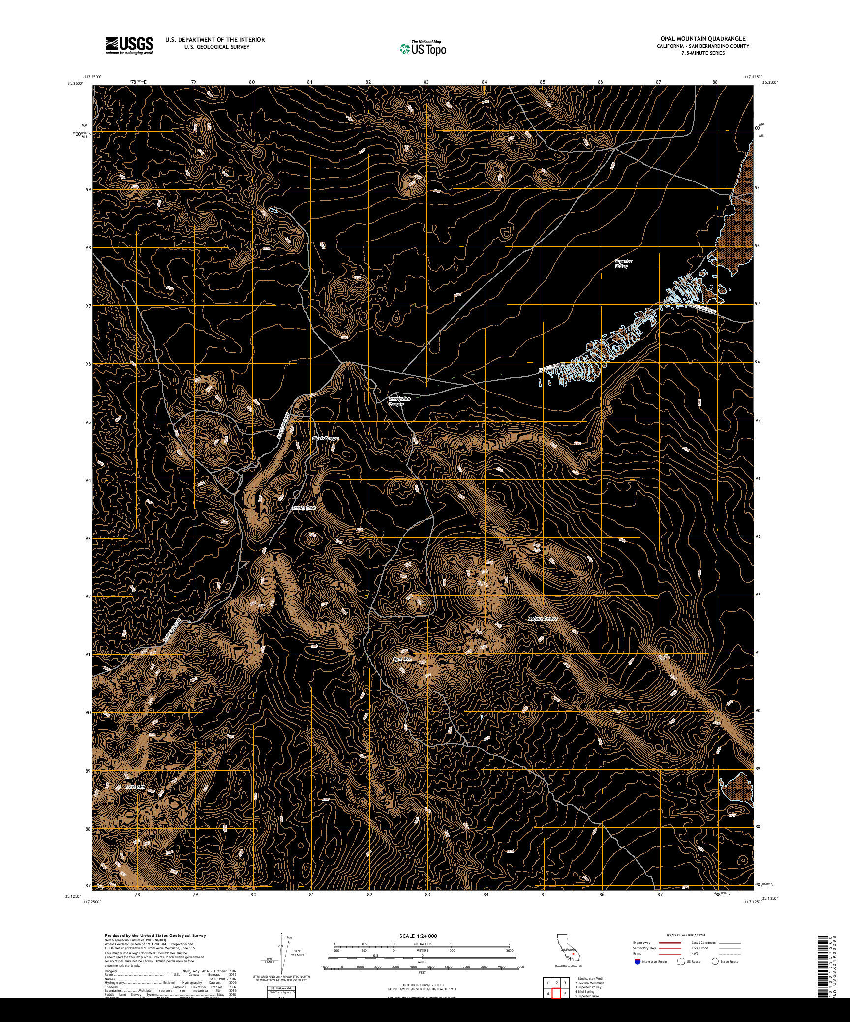 USGS US TOPO 7.5-MINUTE MAP FOR OPAL MOUNTAIN, CA 2018