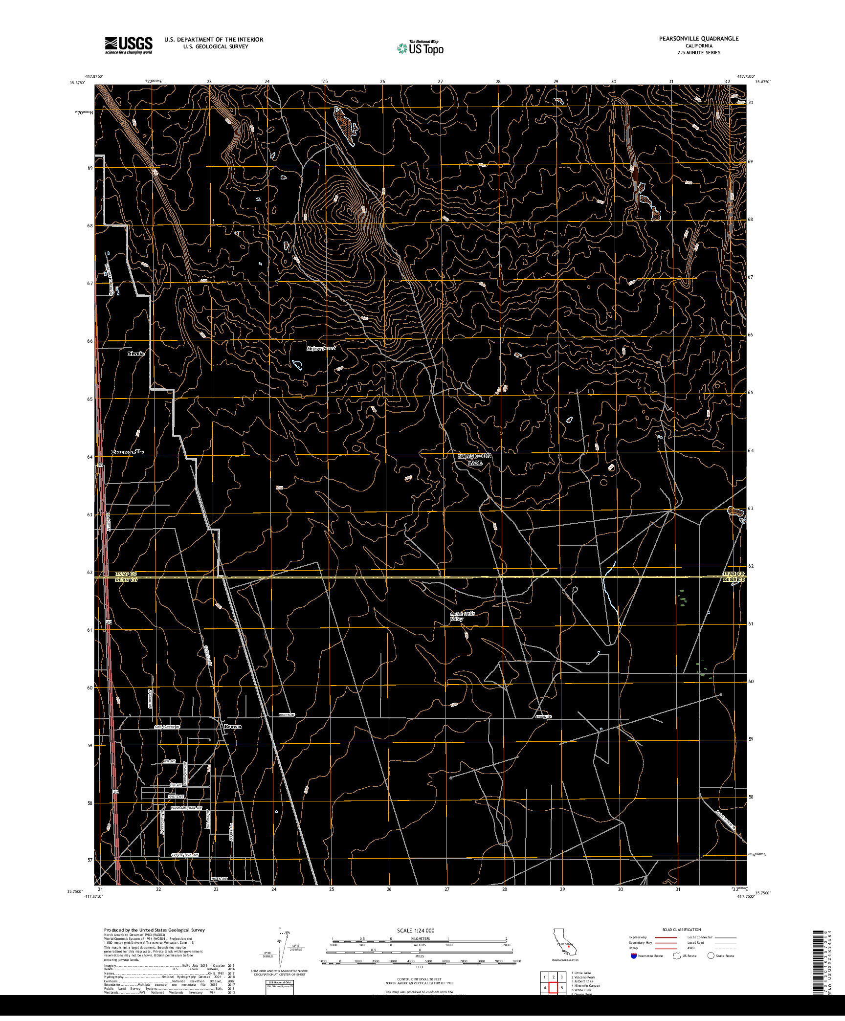 USGS US TOPO 7.5-MINUTE MAP FOR PEARSONVILLE, CA 2018