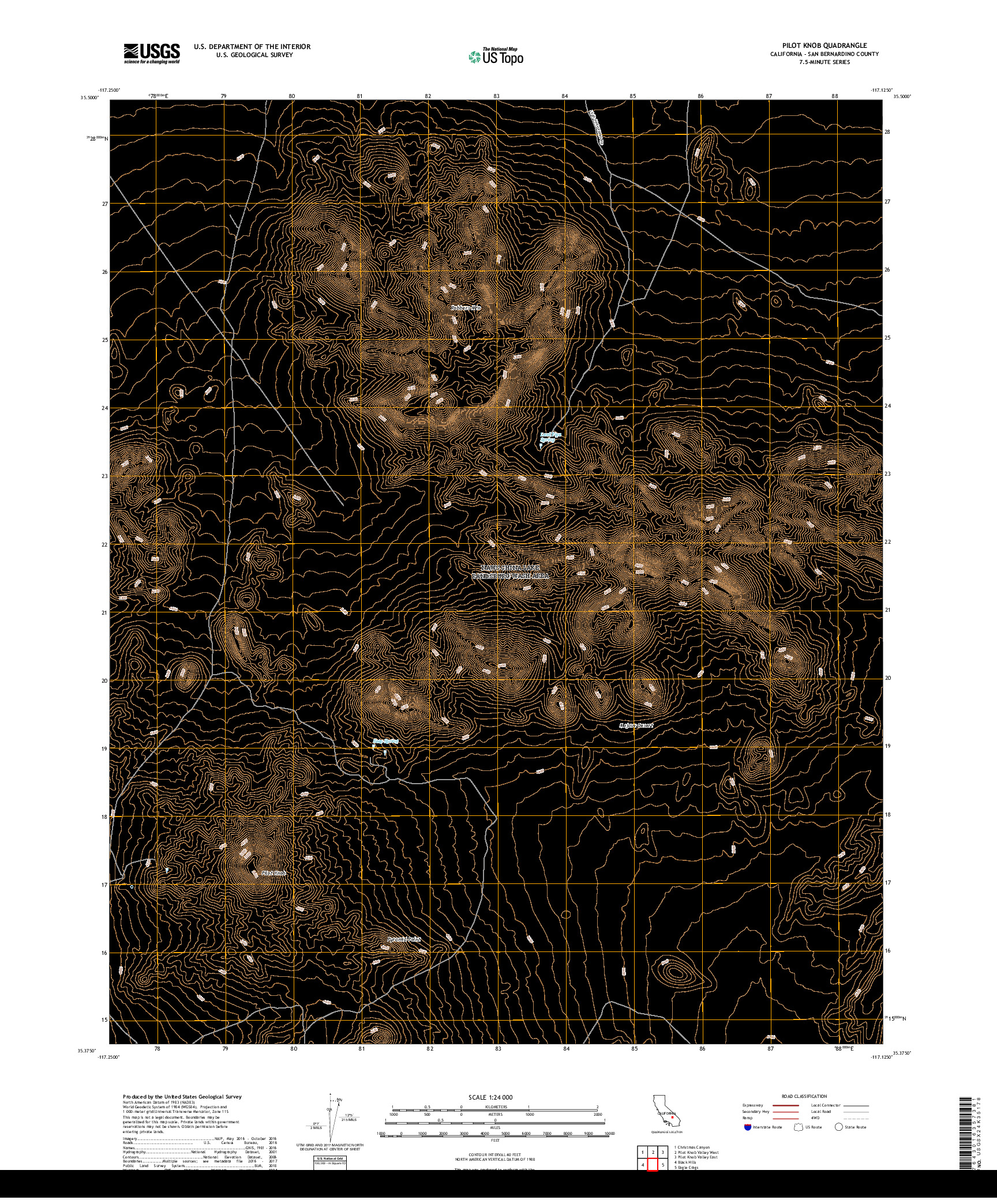 USGS US TOPO 7.5-MINUTE MAP FOR PILOT KNOB, CA 2018