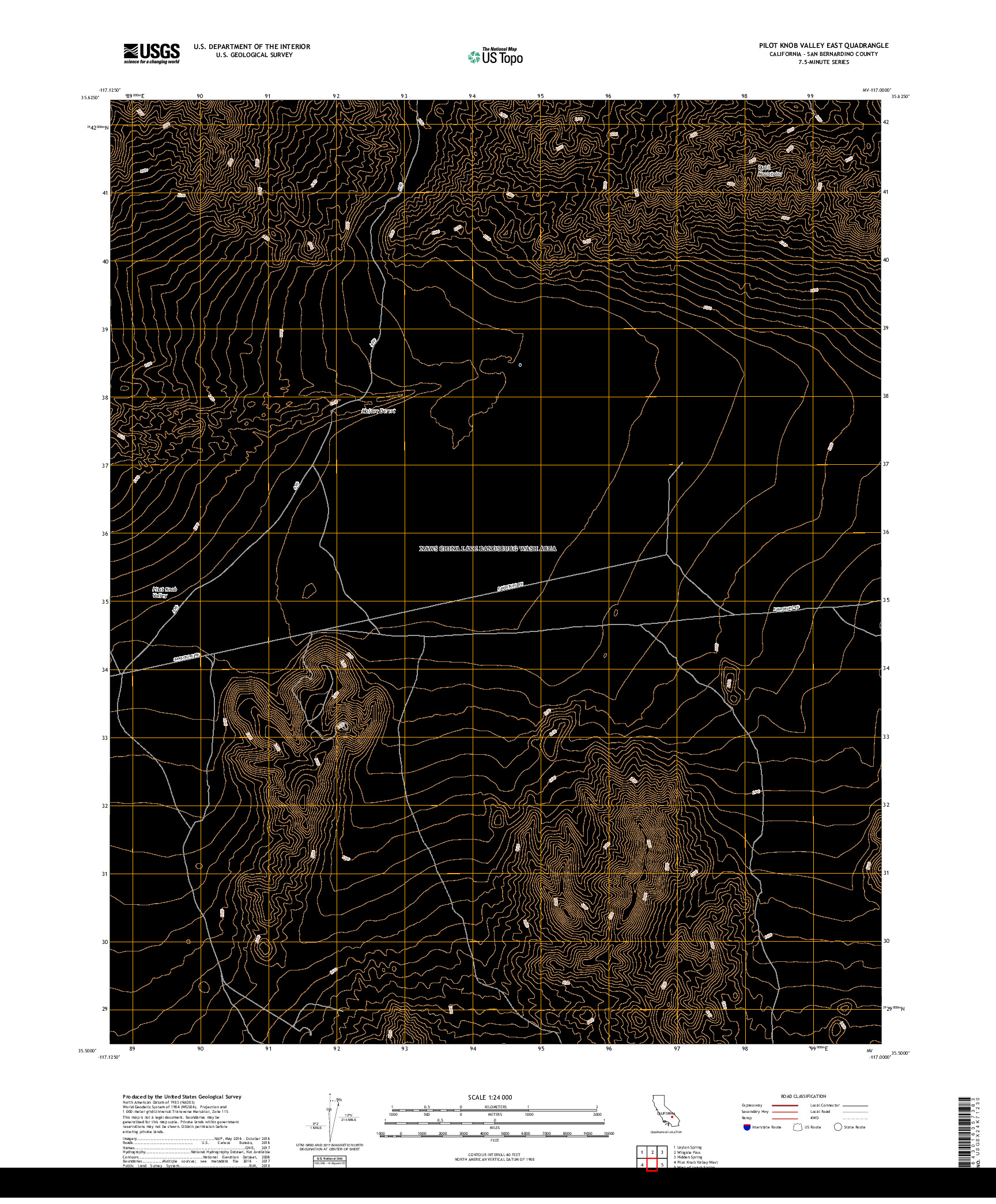 USGS US TOPO 7.5-MINUTE MAP FOR PILOT KNOB VALLEY EAST, CA 2018