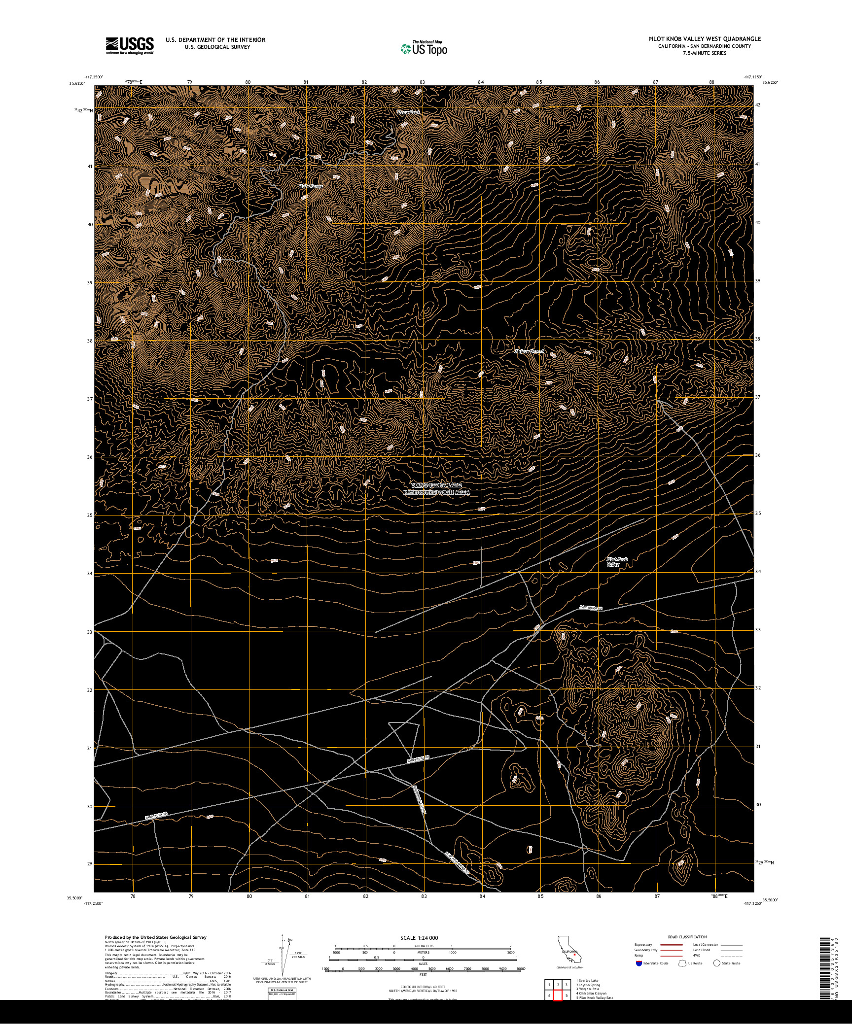 USGS US TOPO 7.5-MINUTE MAP FOR PILOT KNOB VALLEY WEST, CA 2018