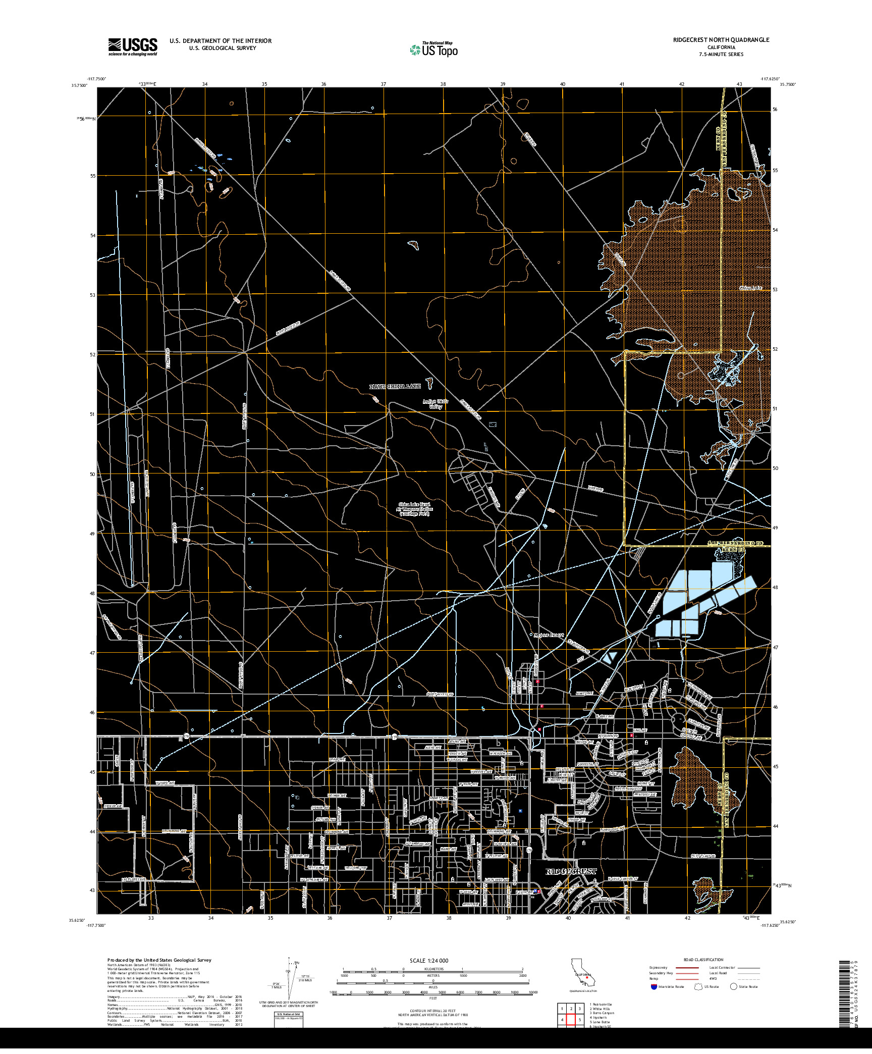 USGS US TOPO 7.5-MINUTE MAP FOR RIDGECREST NORTH, CA 2018