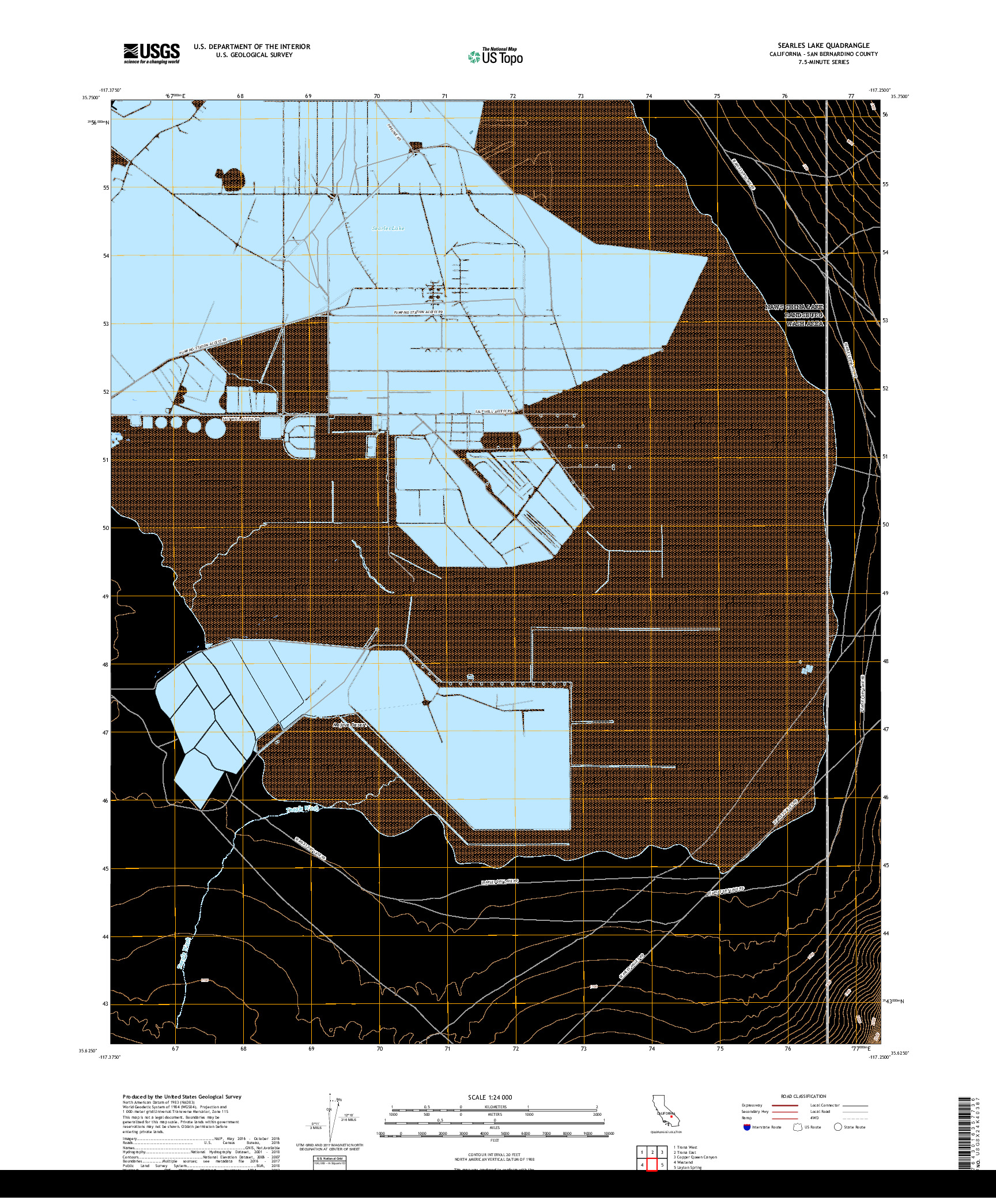 USGS US TOPO 7.5-MINUTE MAP FOR SEARLES LAKE, CA 2018