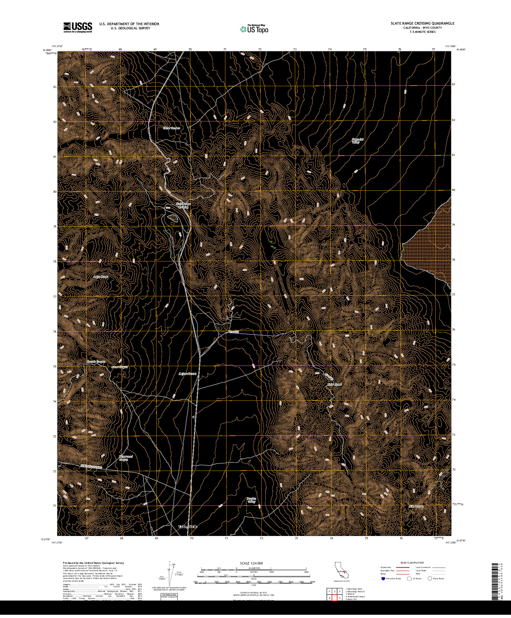 USGS US TOPO 7.5-MINUTE MAP FOR SLATE RANGE CROSSING, CA 2018