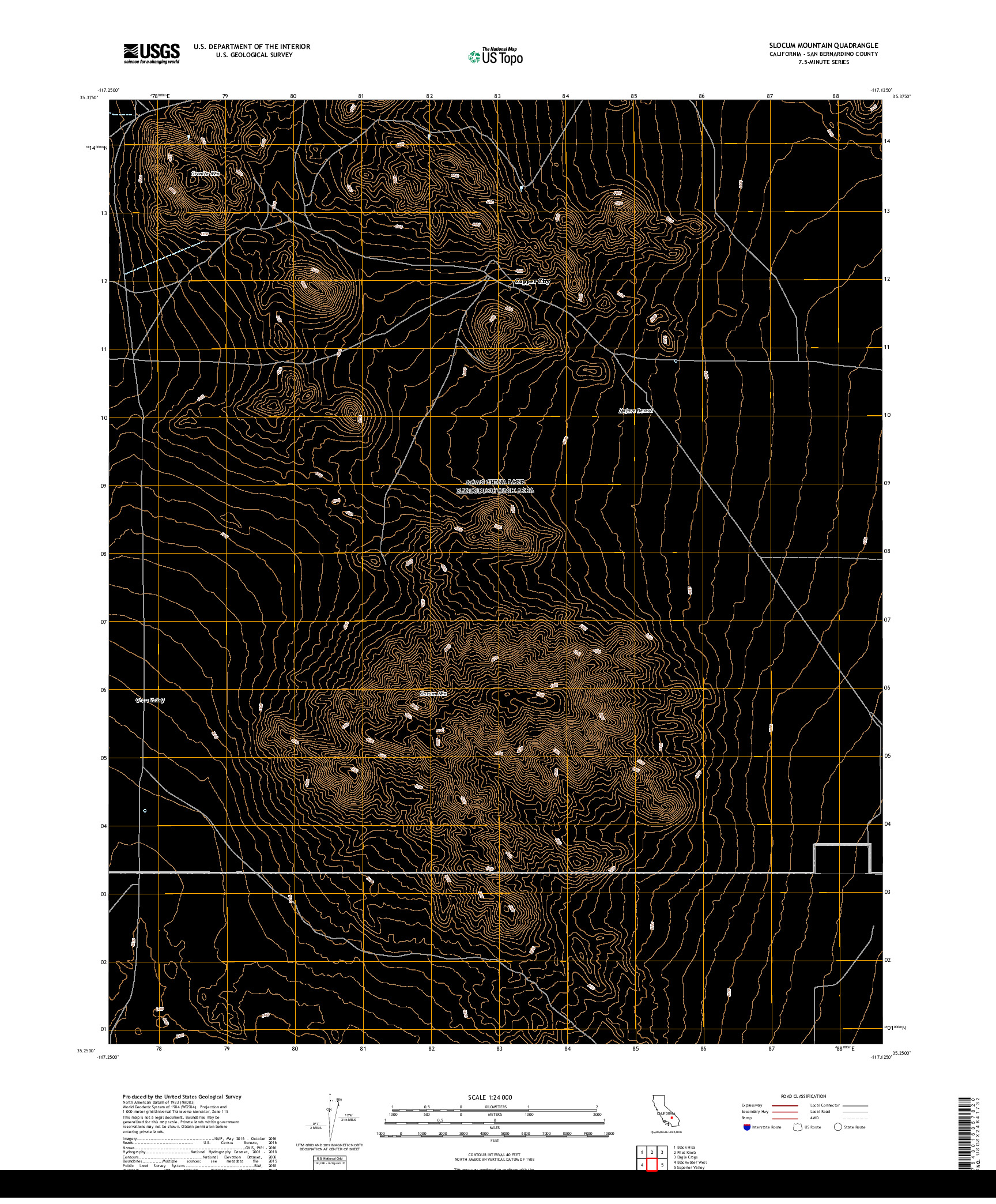 USGS US TOPO 7.5-MINUTE MAP FOR SLOCUM MOUNTAIN, CA 2018