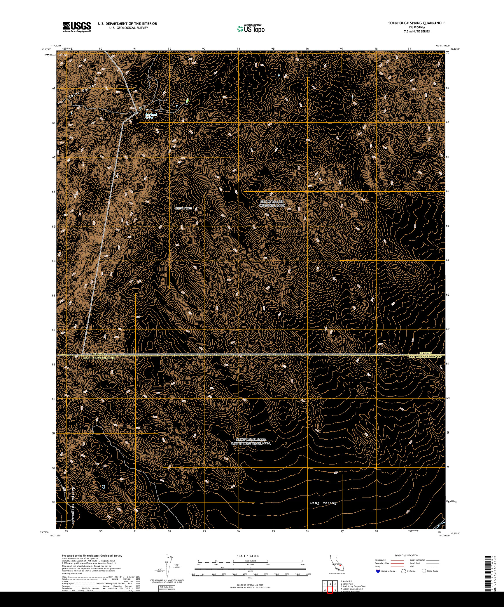 USGS US TOPO 7.5-MINUTE MAP FOR SOURDOUGH SPRING, CA 2018