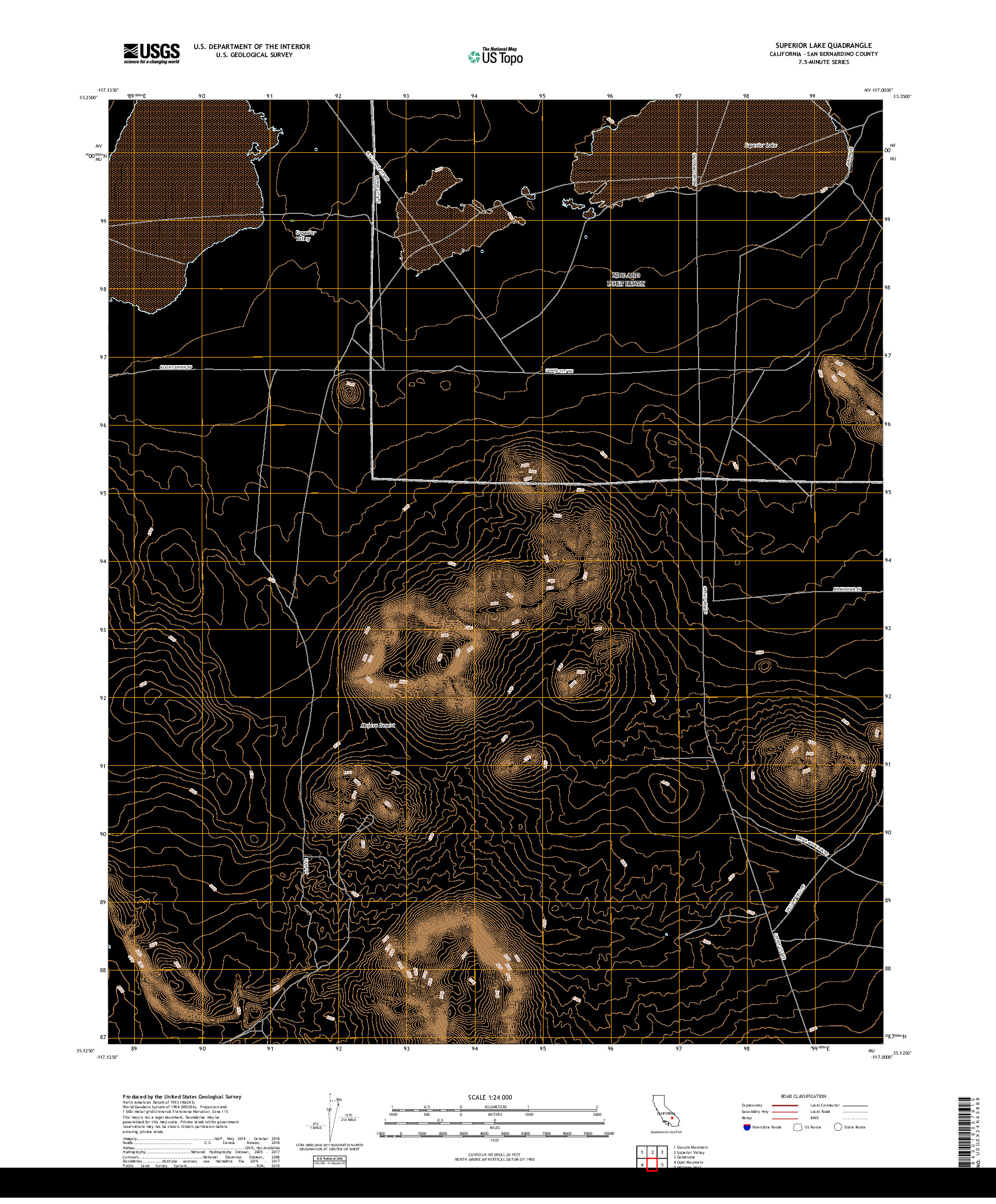 USGS US TOPO 7.5-MINUTE MAP FOR SUPERIOR LAKE, CA 2018