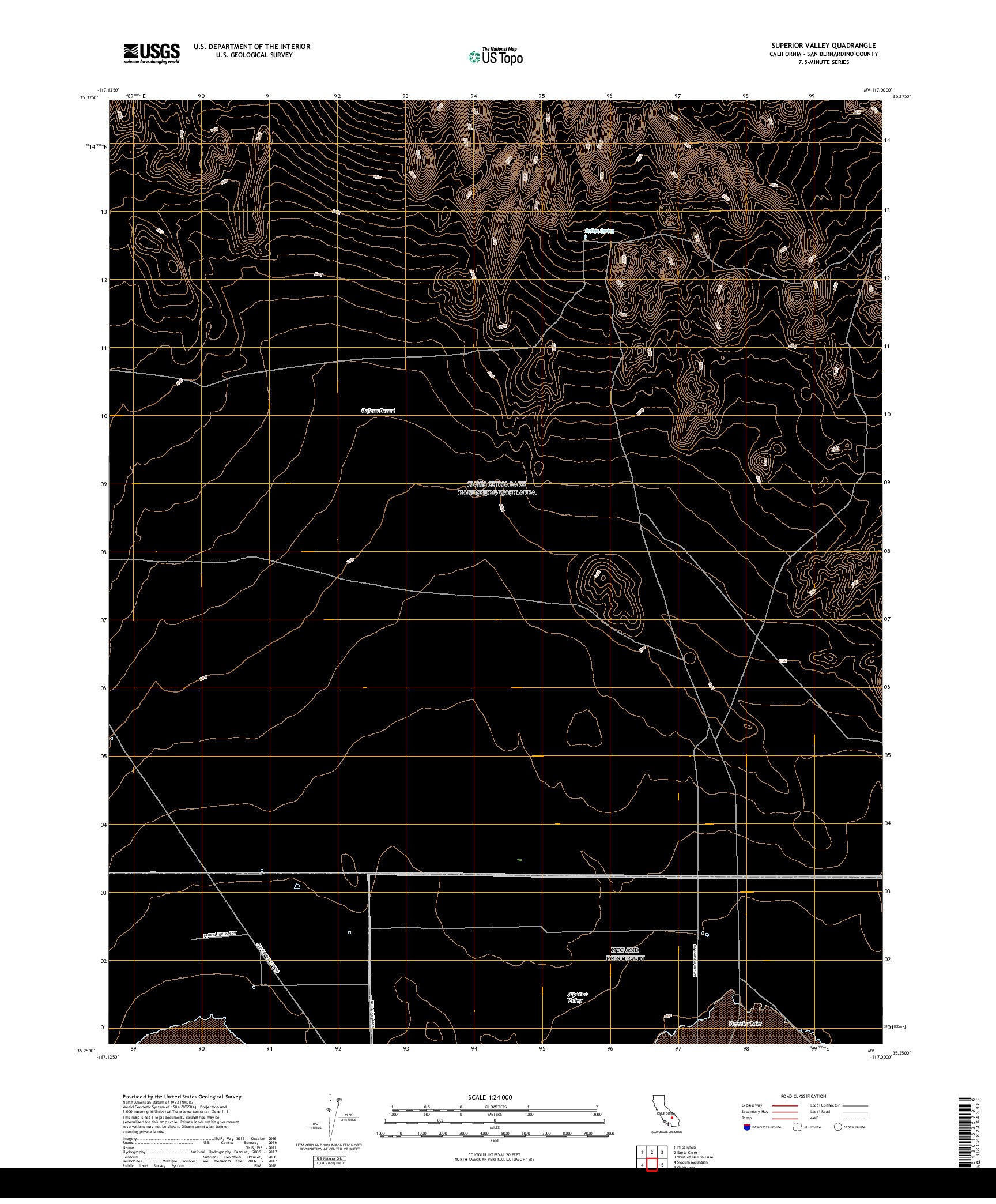 USGS US TOPO 7.5-MINUTE MAP FOR SUPERIOR VALLEY, CA 2018