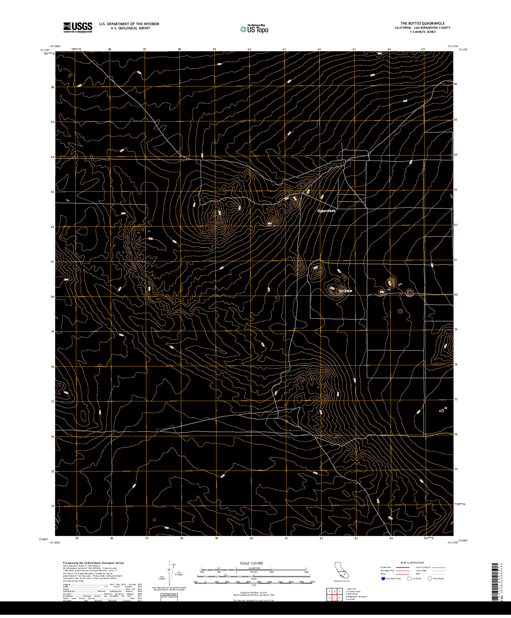 USGS US TOPO 7.5-MINUTE MAP FOR THE BUTTES, CA 2018