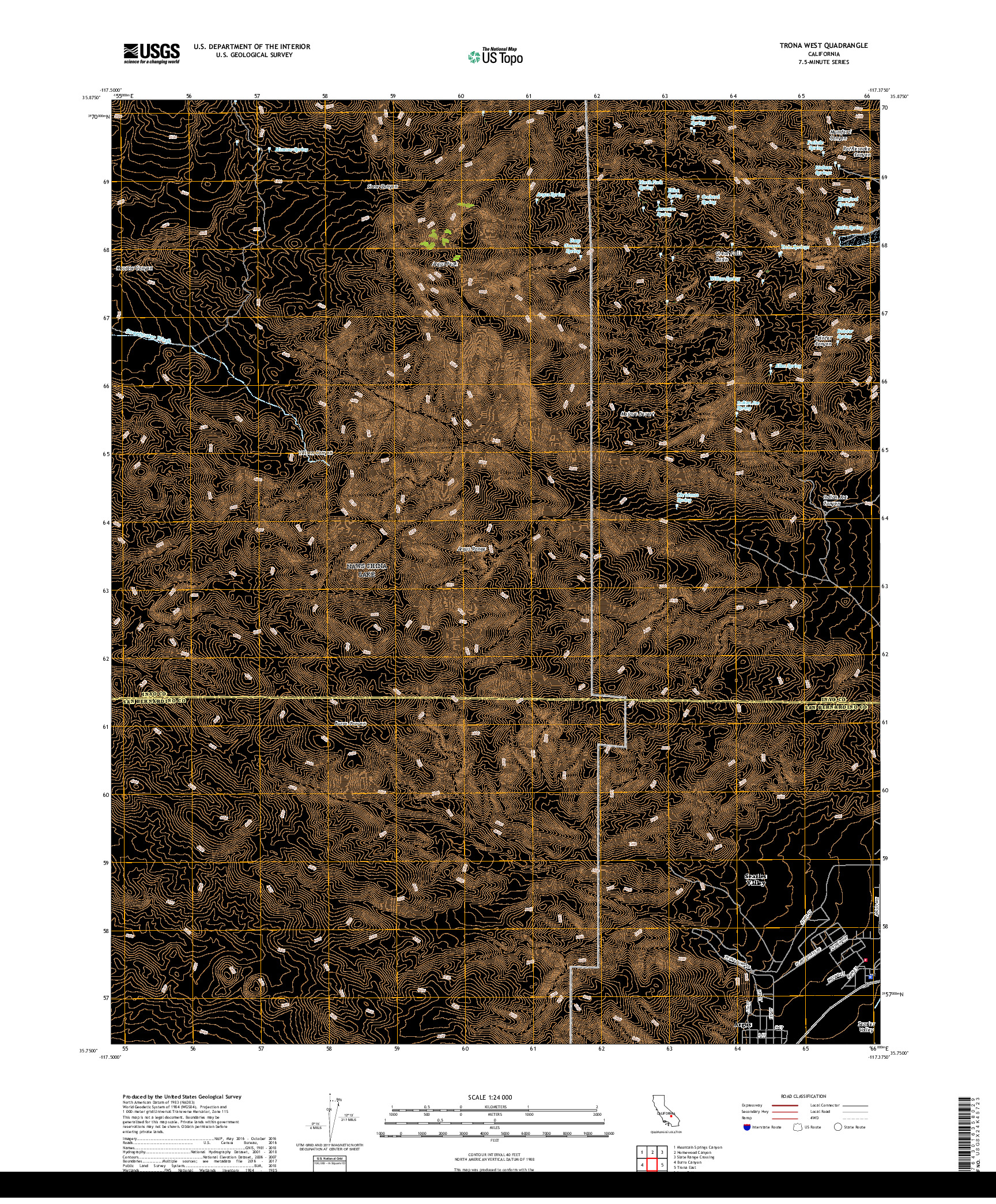 USGS US TOPO 7.5-MINUTE MAP FOR TRONA WEST, CA 2018