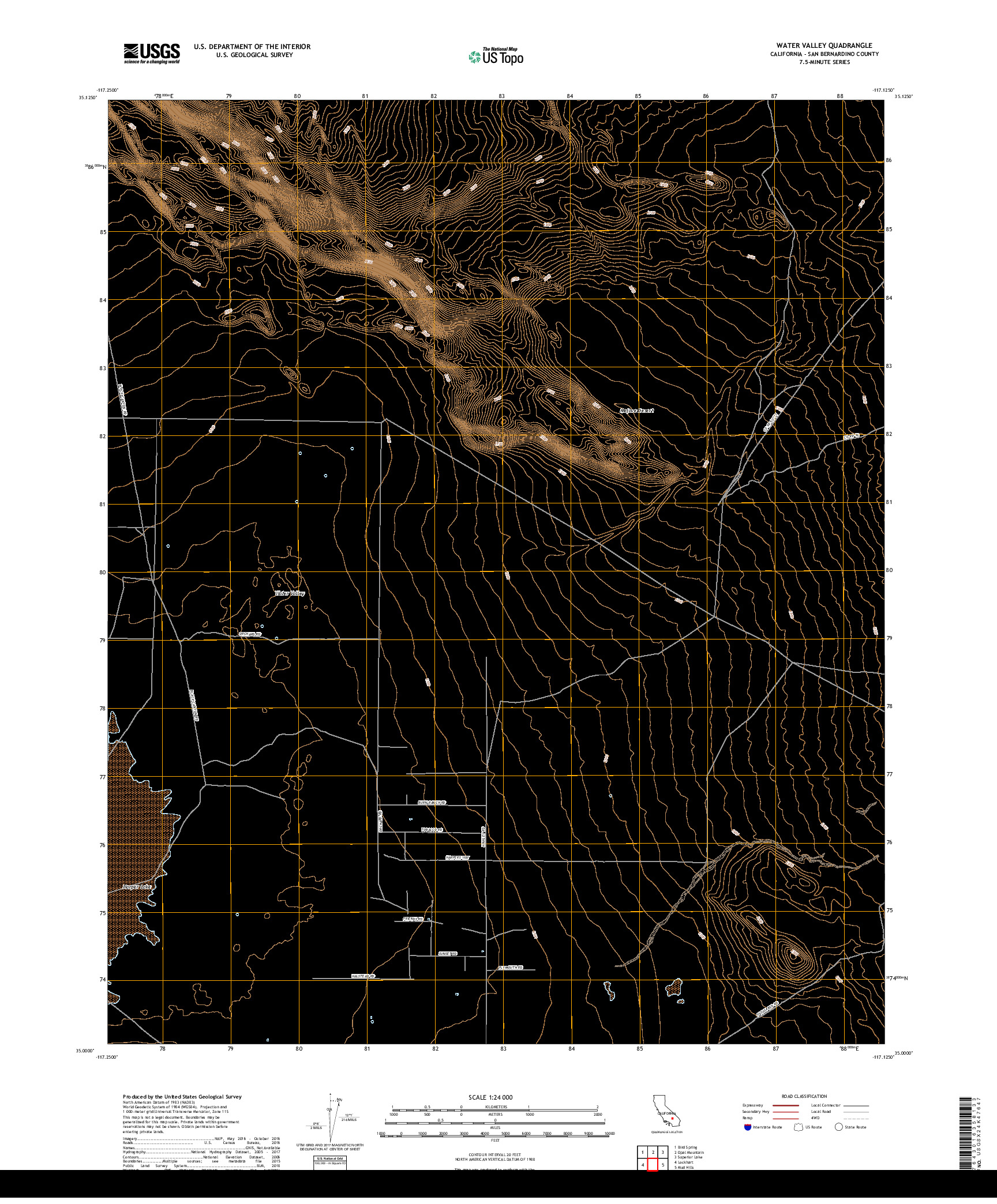 USGS US TOPO 7.5-MINUTE MAP FOR WATER VALLEY, CA 2018