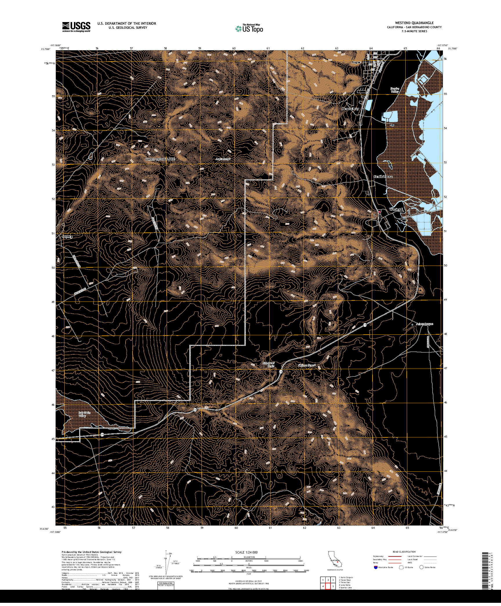 USGS US TOPO 7.5-MINUTE MAP FOR WESTEND, CA 2018