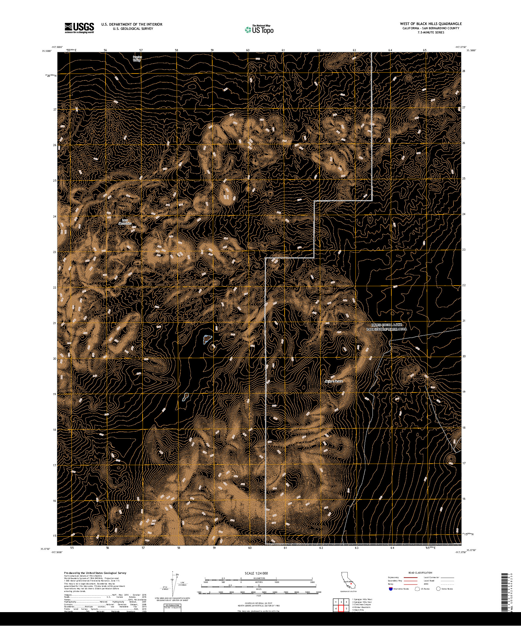 USGS US TOPO 7.5-MINUTE MAP FOR WEST OF BLACK HILLS, CA 2018