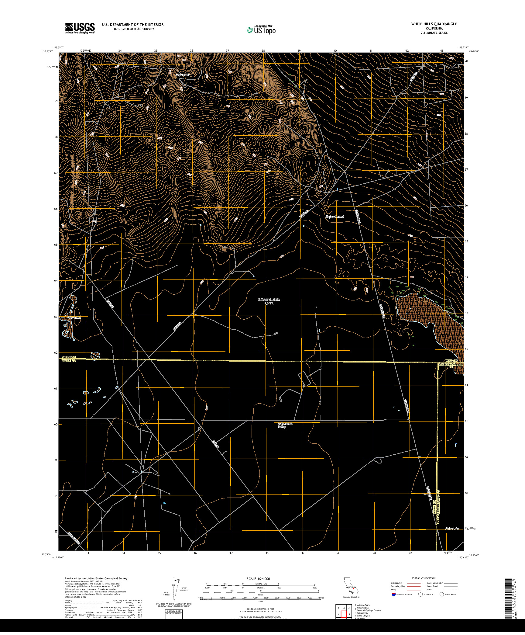 USGS US TOPO 7.5-MINUTE MAP FOR WHITE HILLS, CA 2018