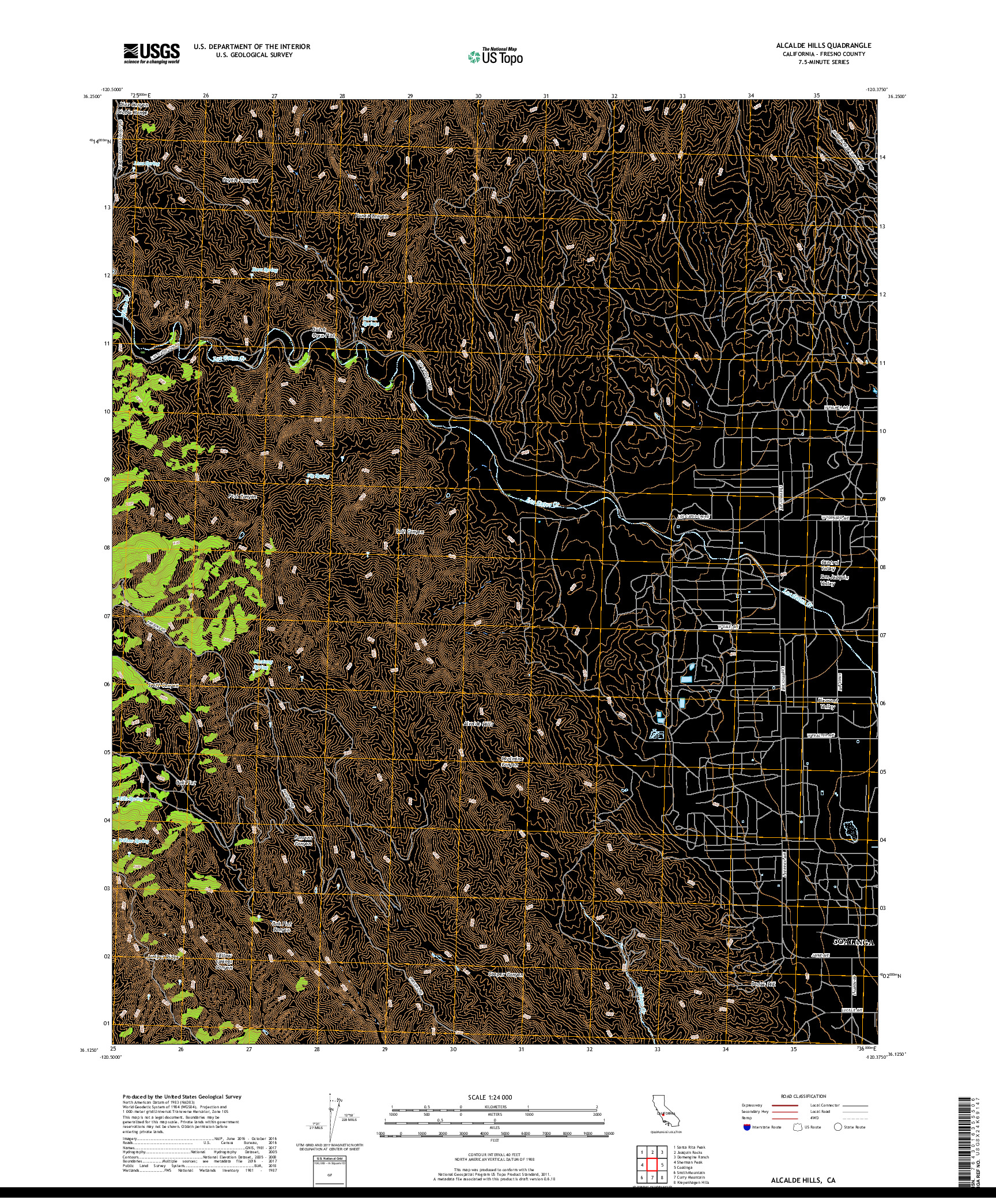 USGS US TOPO 7.5-MINUTE MAP FOR ALCALDE HILLS, CA 2018