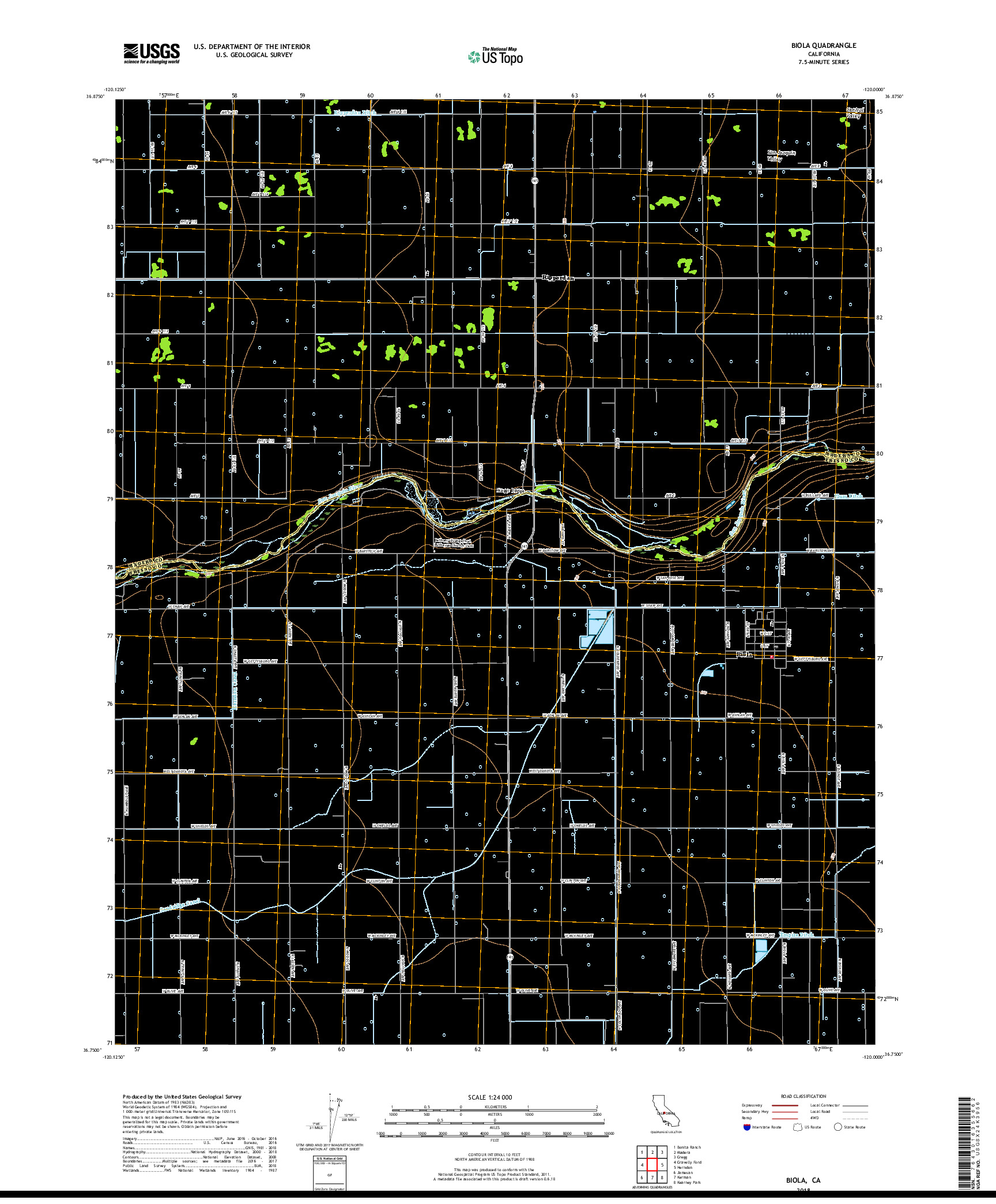 USGS US TOPO 7.5-MINUTE MAP FOR BIOLA, CA 2018