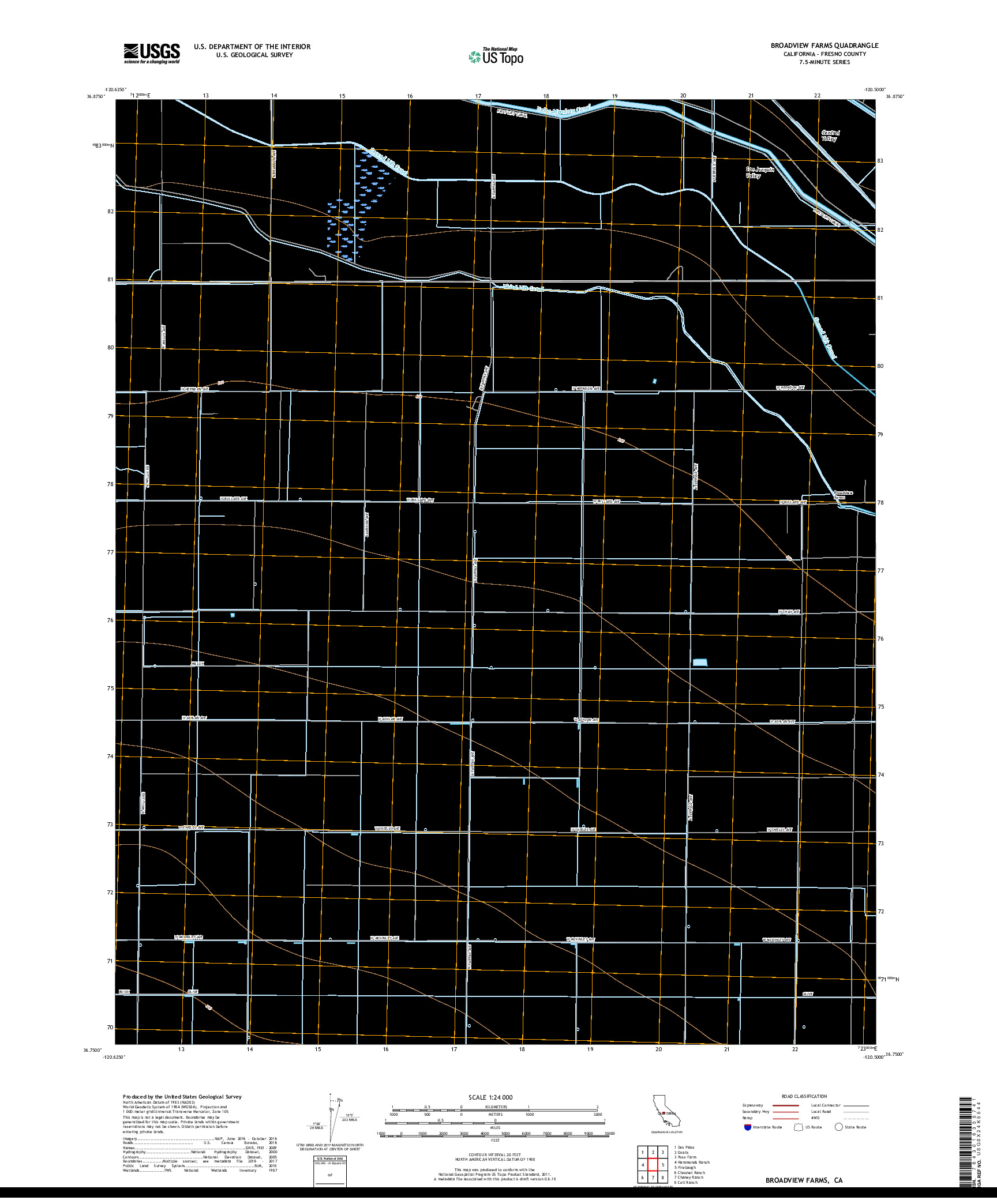 USGS US TOPO 7.5-MINUTE MAP FOR BROADVIEW FARMS, CA 2018