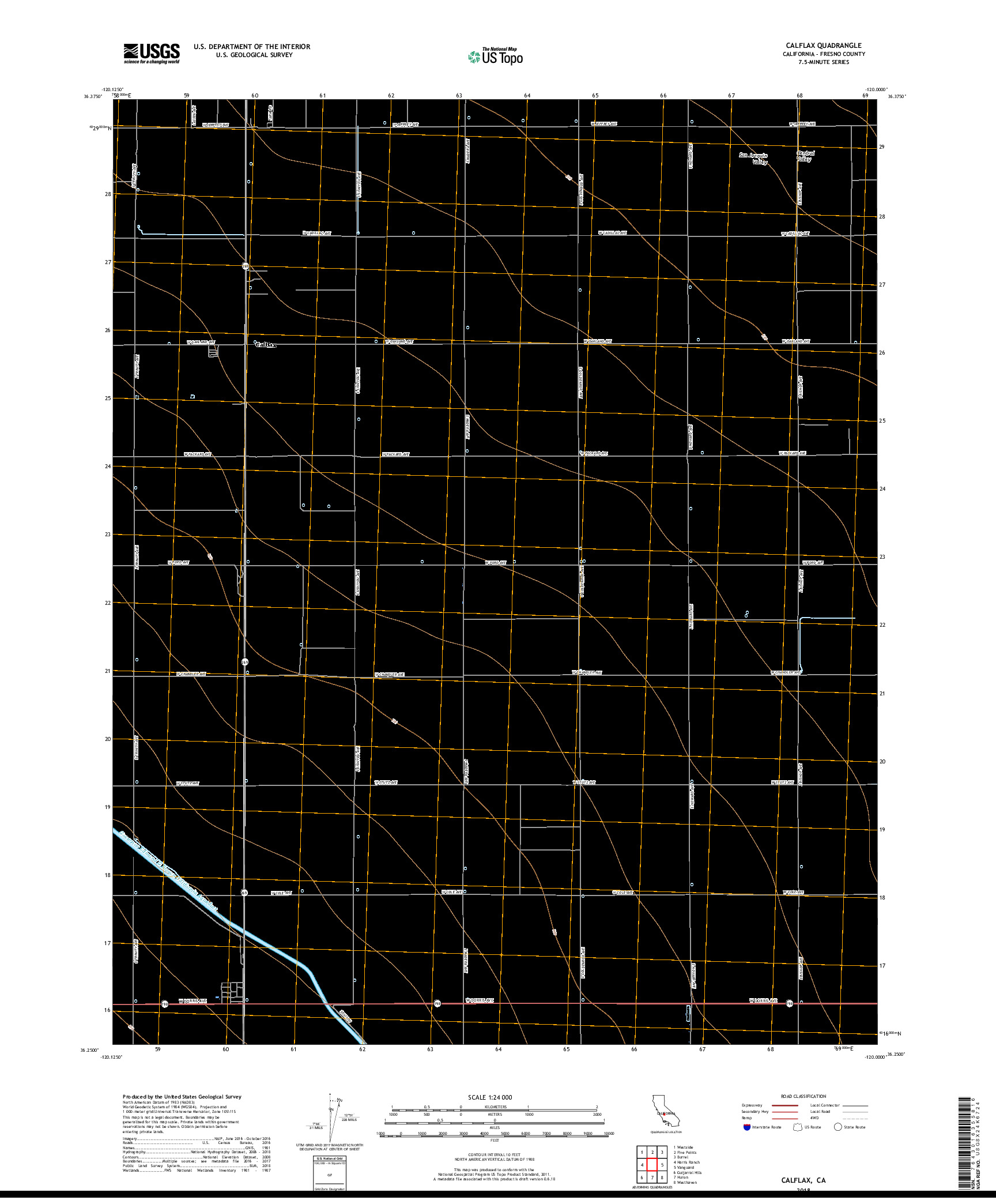 USGS US TOPO 7.5-MINUTE MAP FOR CALFLAX, CA 2018