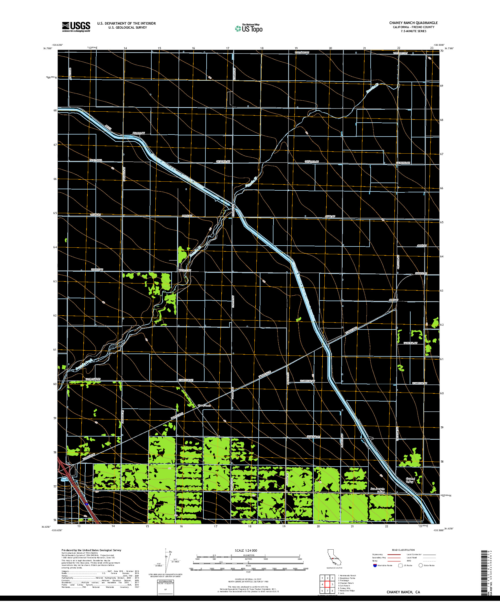 USGS US TOPO 7.5-MINUTE MAP FOR CHANEY RANCH, CA 2018