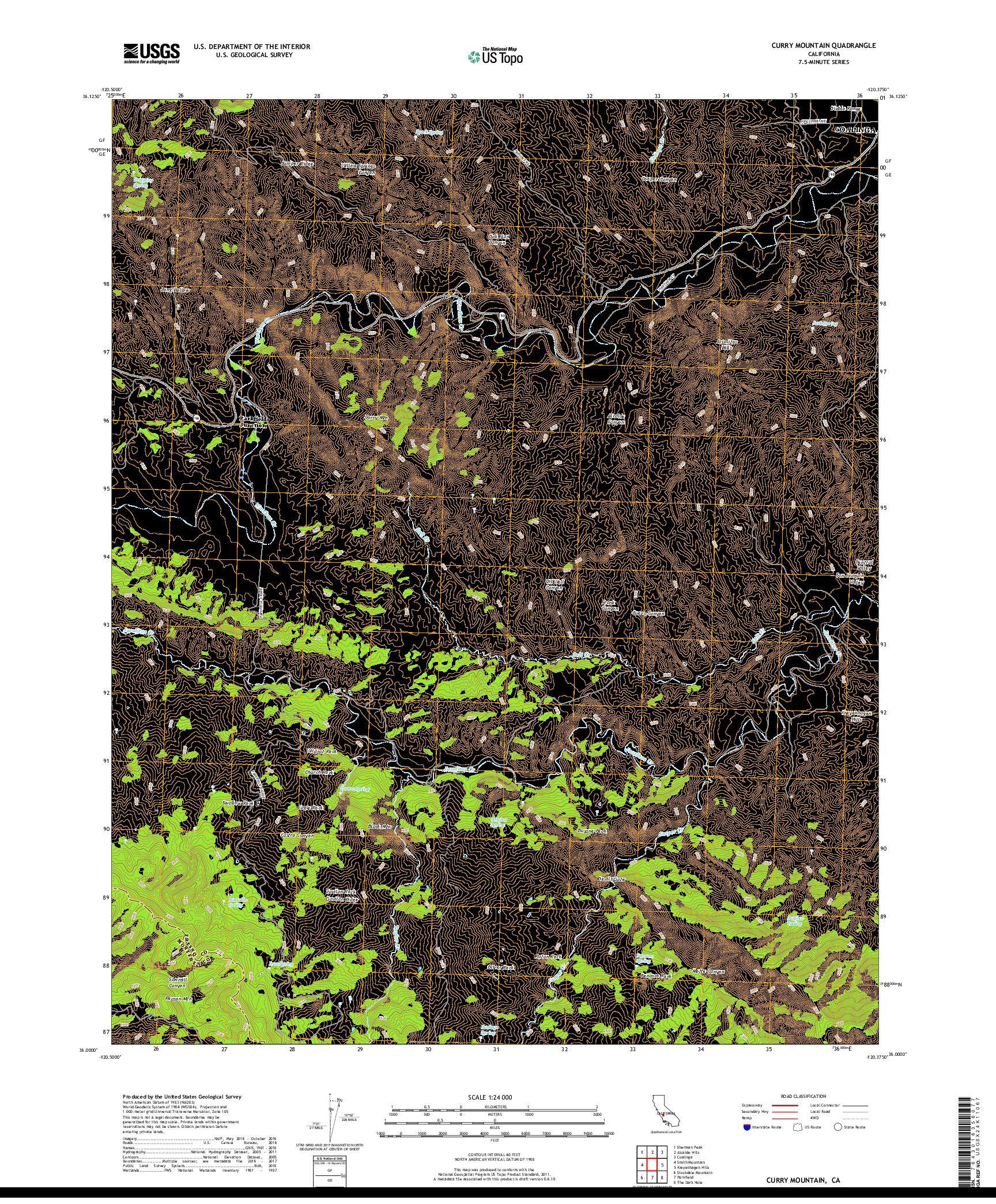 USGS US TOPO 7.5-MINUTE MAP FOR CURRY MOUNTAIN, CA 2018