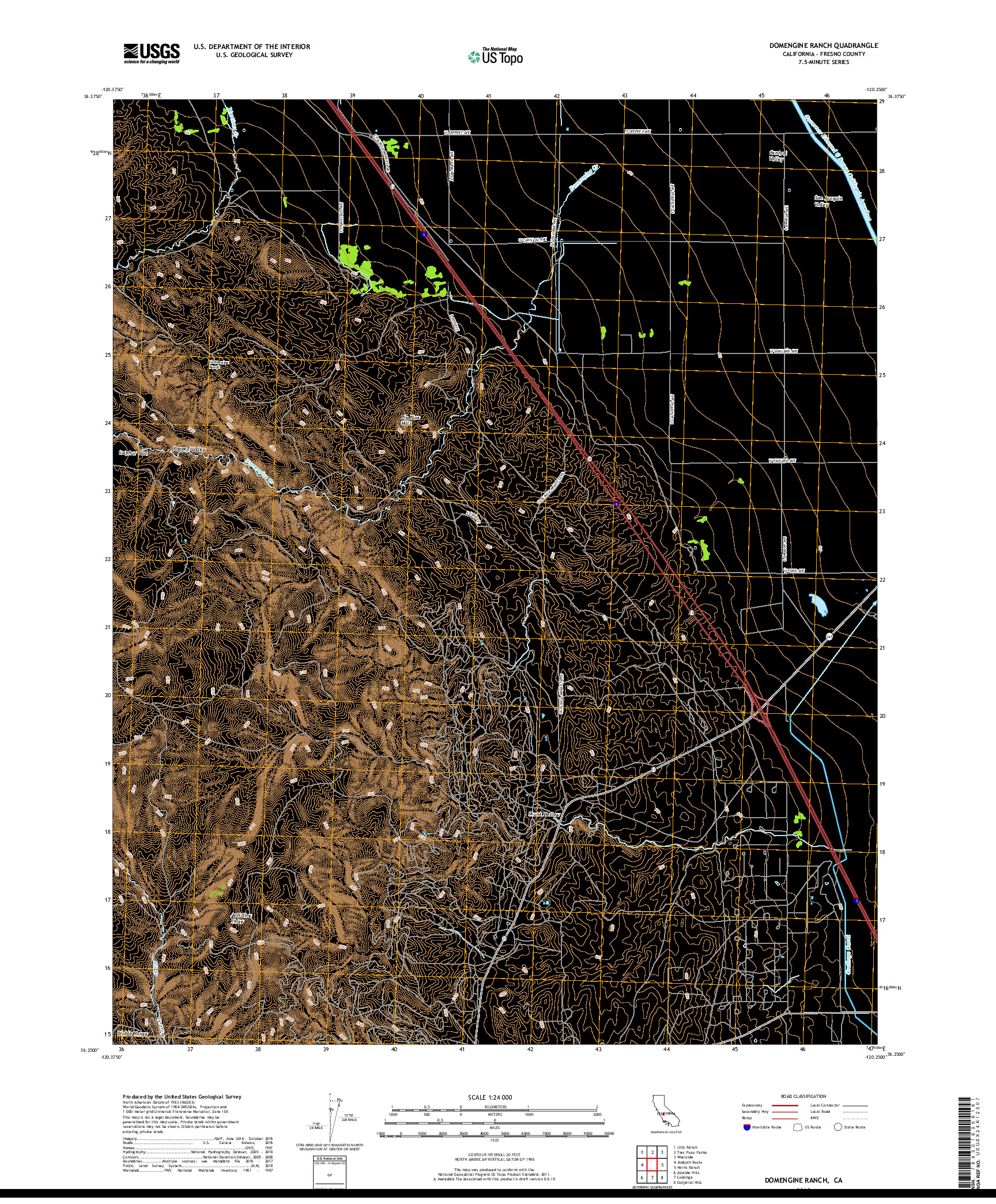 USGS US TOPO 7.5-MINUTE MAP FOR DOMENGINE RANCH, CA 2018