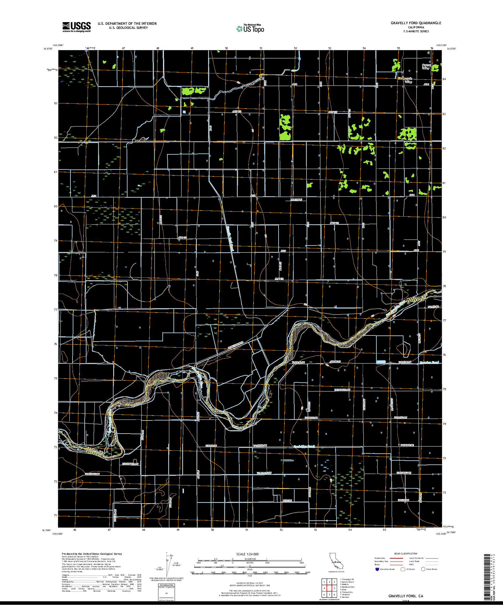 USGS US TOPO 7.5-MINUTE MAP FOR GRAVELLY FORD, CA 2018