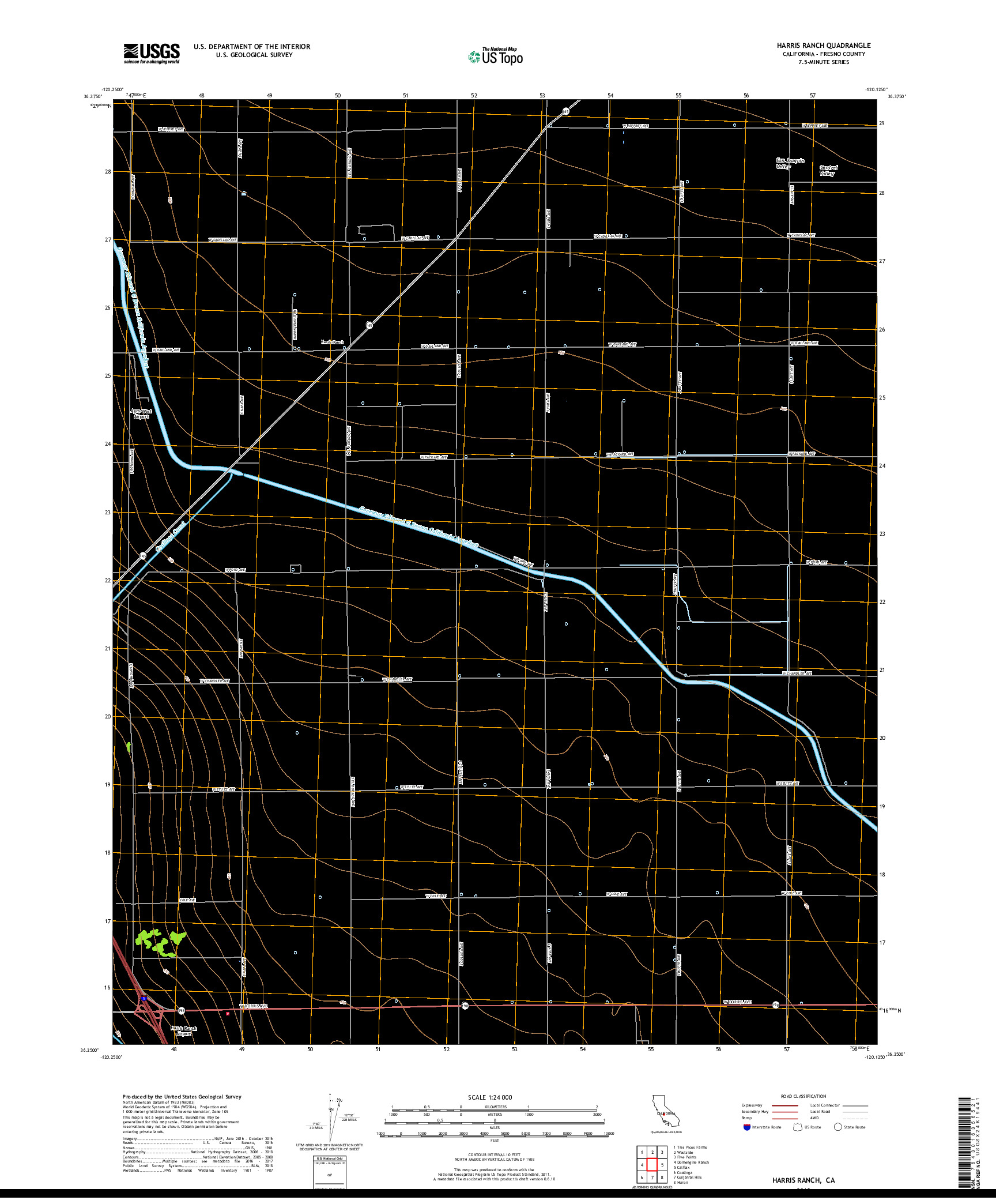 USGS US TOPO 7.5-MINUTE MAP FOR HARRIS RANCH, CA 2018