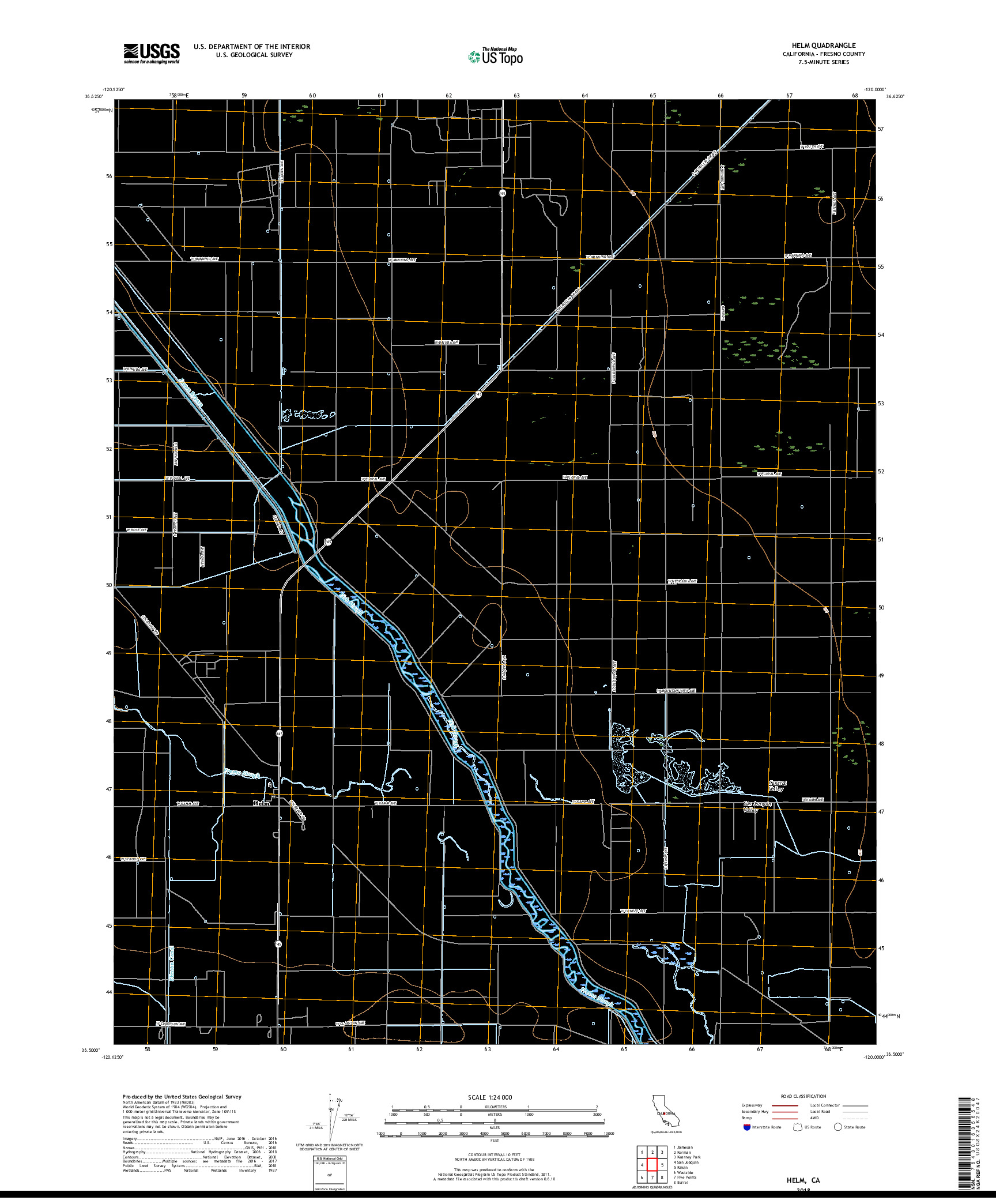 USGS US TOPO 7.5-MINUTE MAP FOR HELM, CA 2018