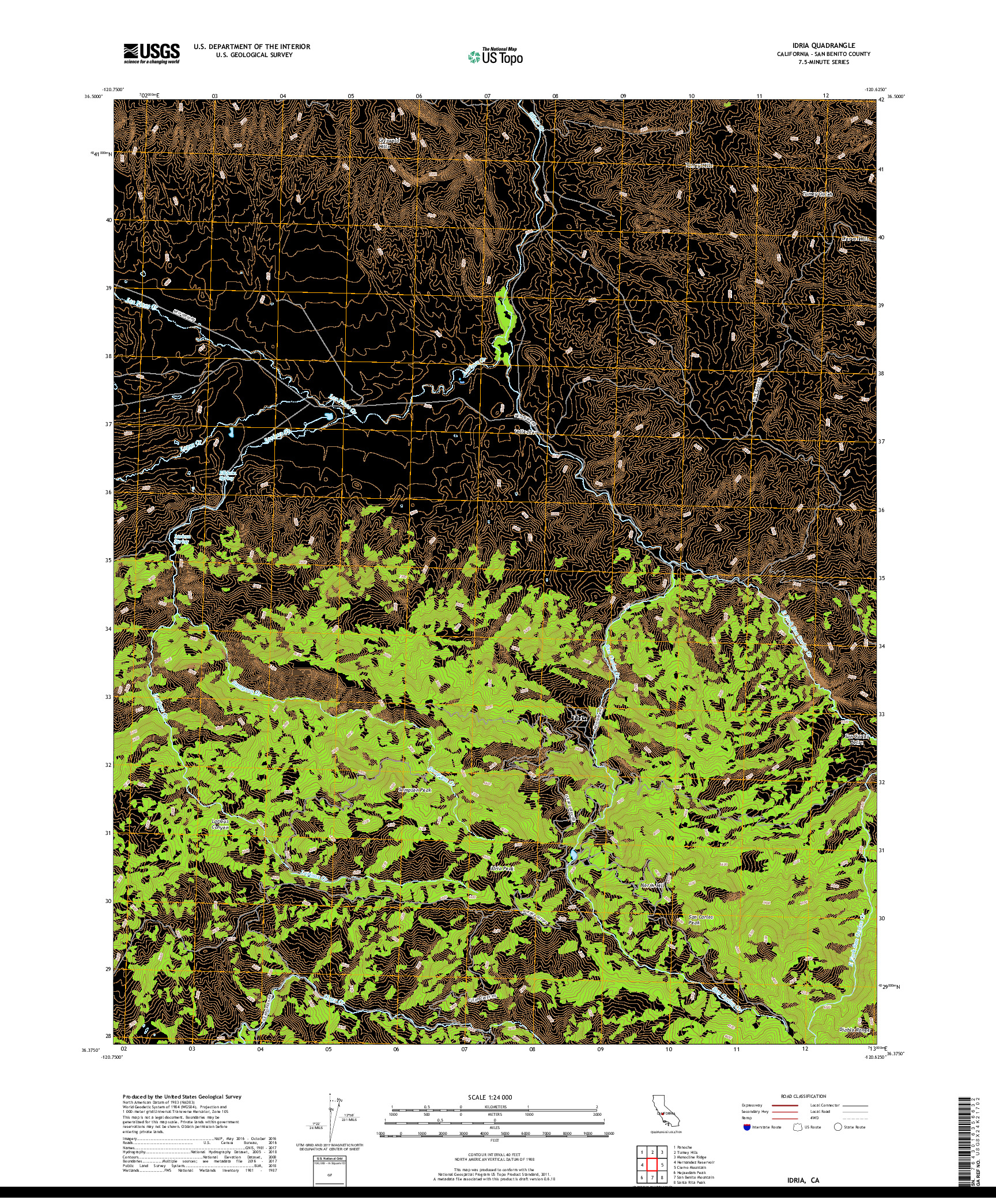 USGS US TOPO 7.5-MINUTE MAP FOR IDRIA, CA 2018
