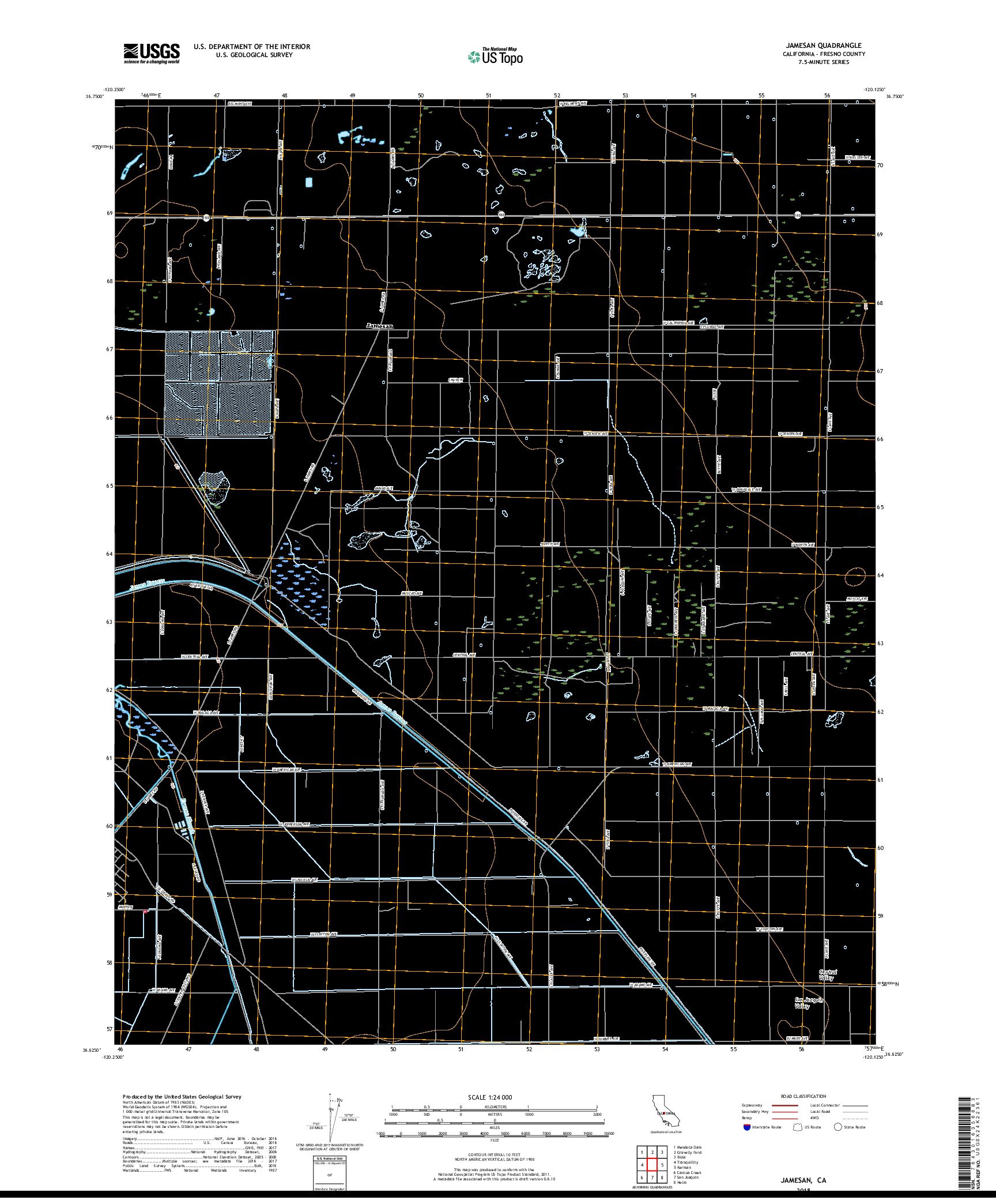 USGS US TOPO 7.5-MINUTE MAP FOR JAMESAN, CA 2018