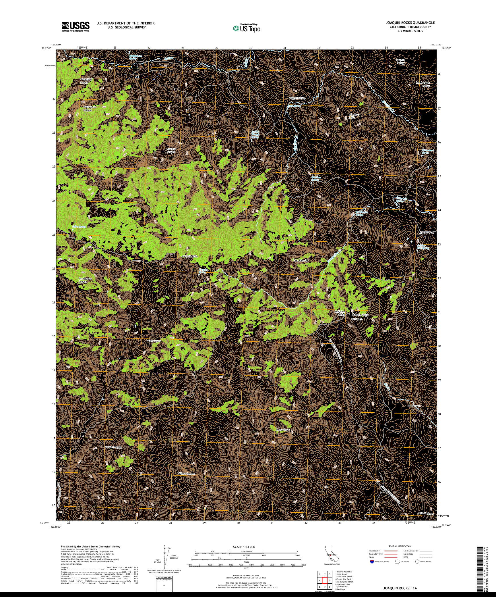 USGS US TOPO 7.5-MINUTE MAP FOR JOAQUIN ROCKS, CA 2018