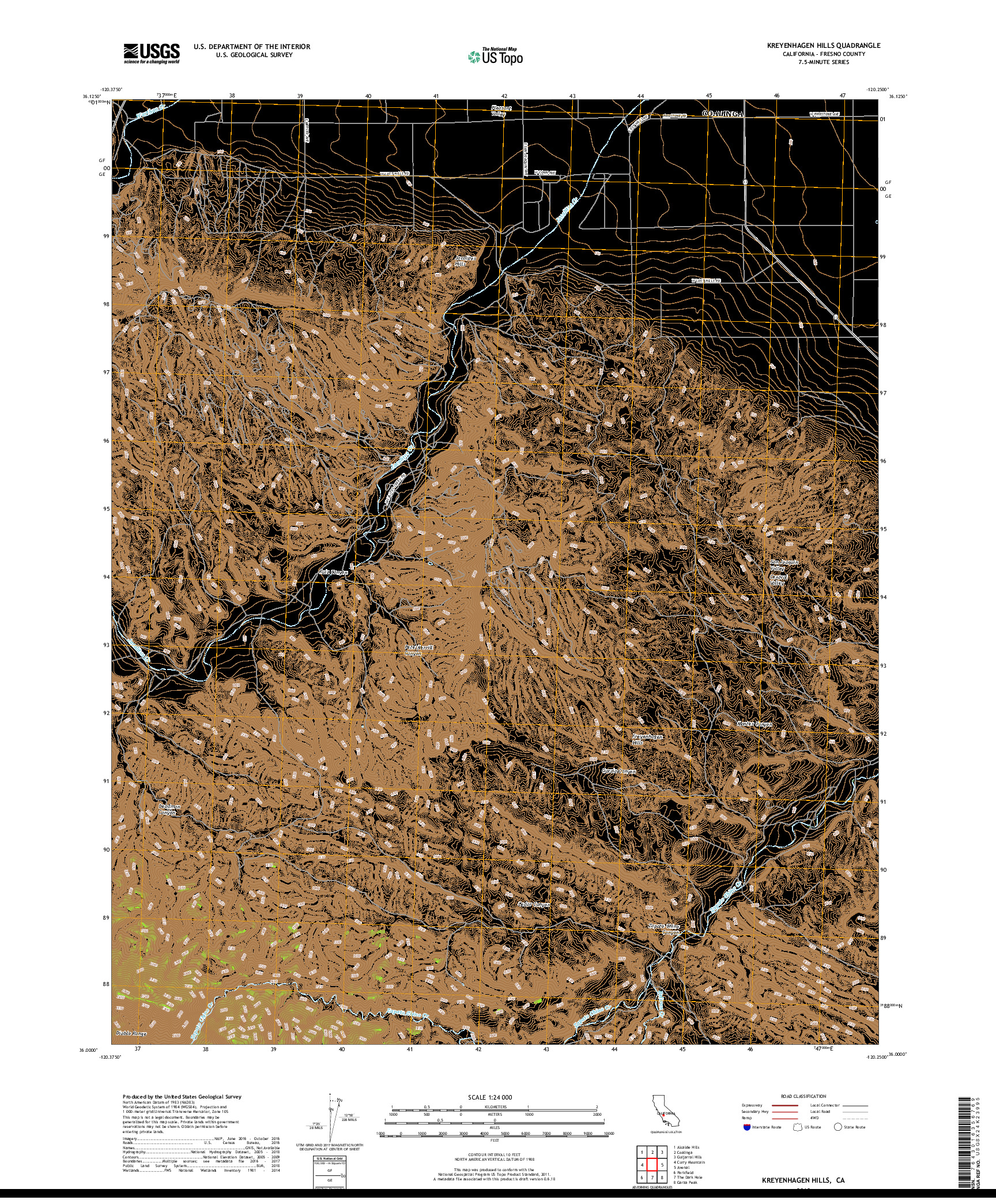 USGS US TOPO 7.5-MINUTE MAP FOR KREYENHAGEN HILLS, CA 2018