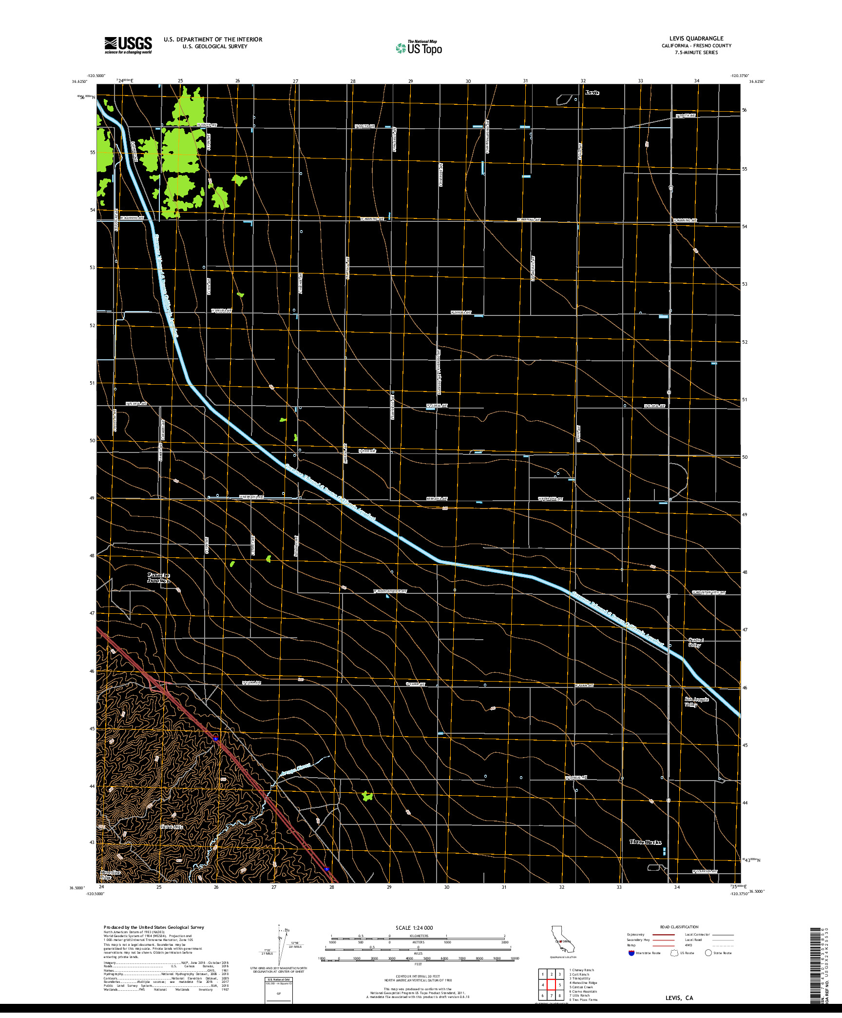 USGS US TOPO 7.5-MINUTE MAP FOR LEVIS, CA 2018