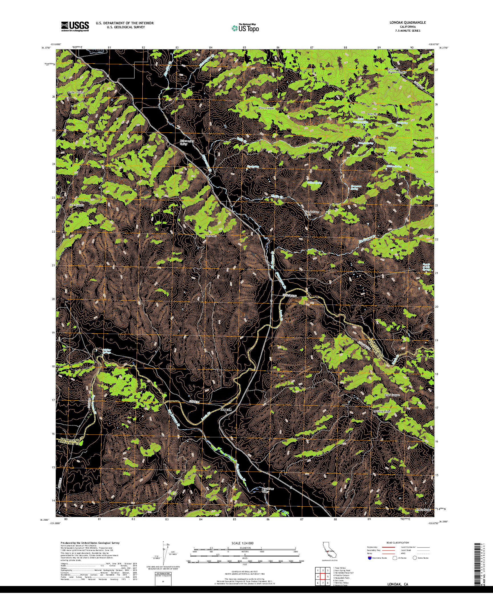 USGS US TOPO 7.5-MINUTE MAP FOR LONOAK, CA 2018