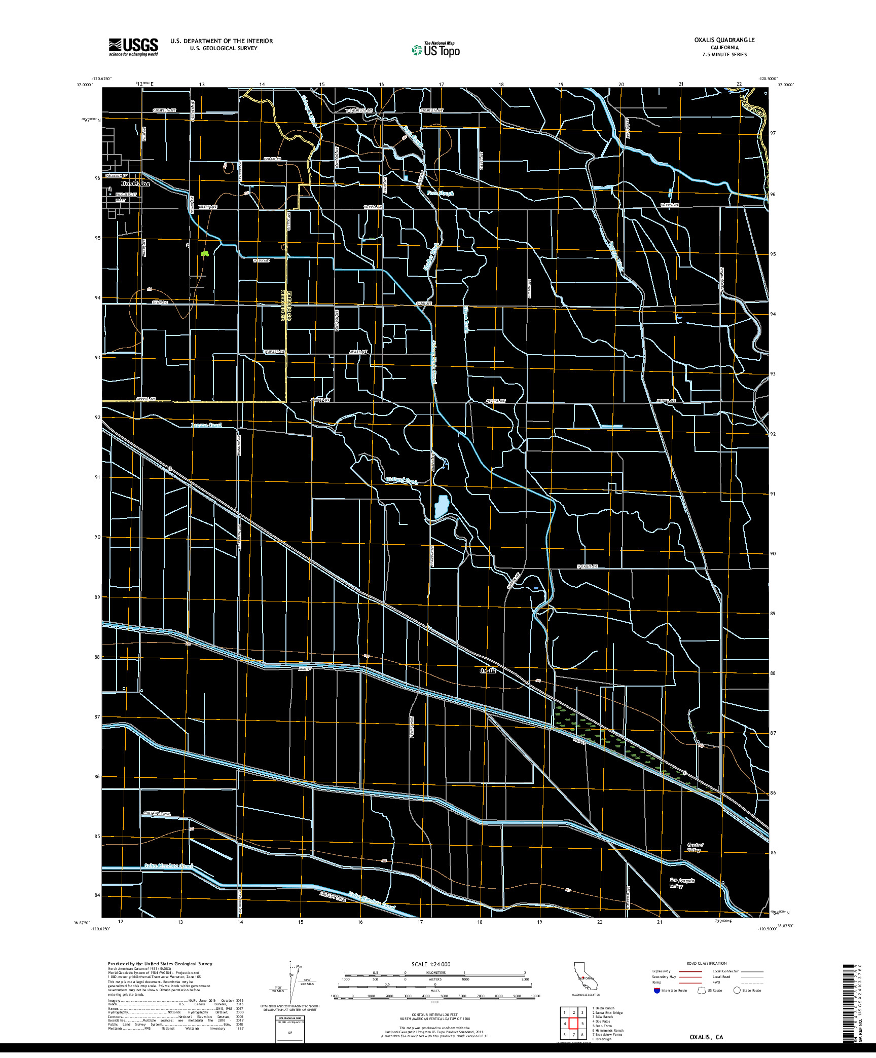 USGS US TOPO 7.5-MINUTE MAP FOR OXALIS, CA 2018