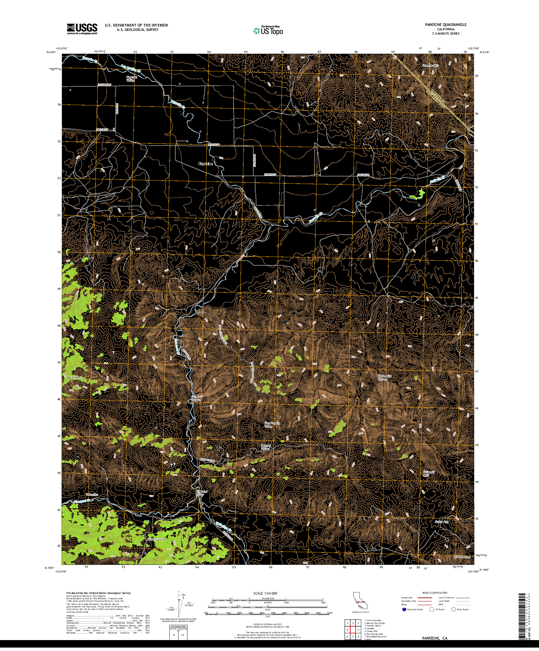 USGS US TOPO 7.5-MINUTE MAP FOR PANOCHE, CA 2018