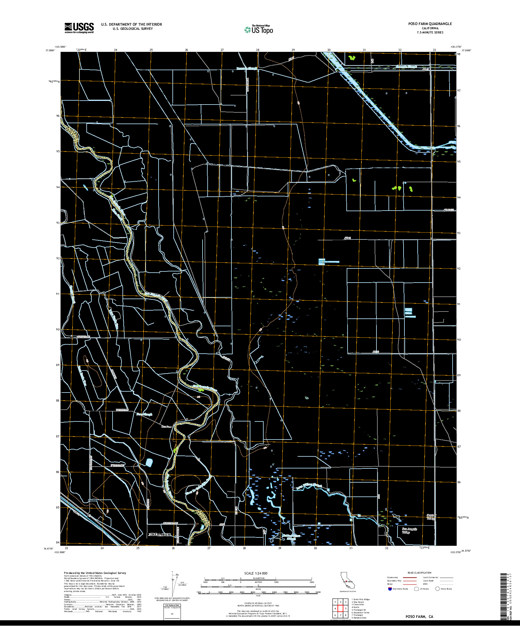 USGS US TOPO 7.5-MINUTE MAP FOR POSO FARM, CA 2018