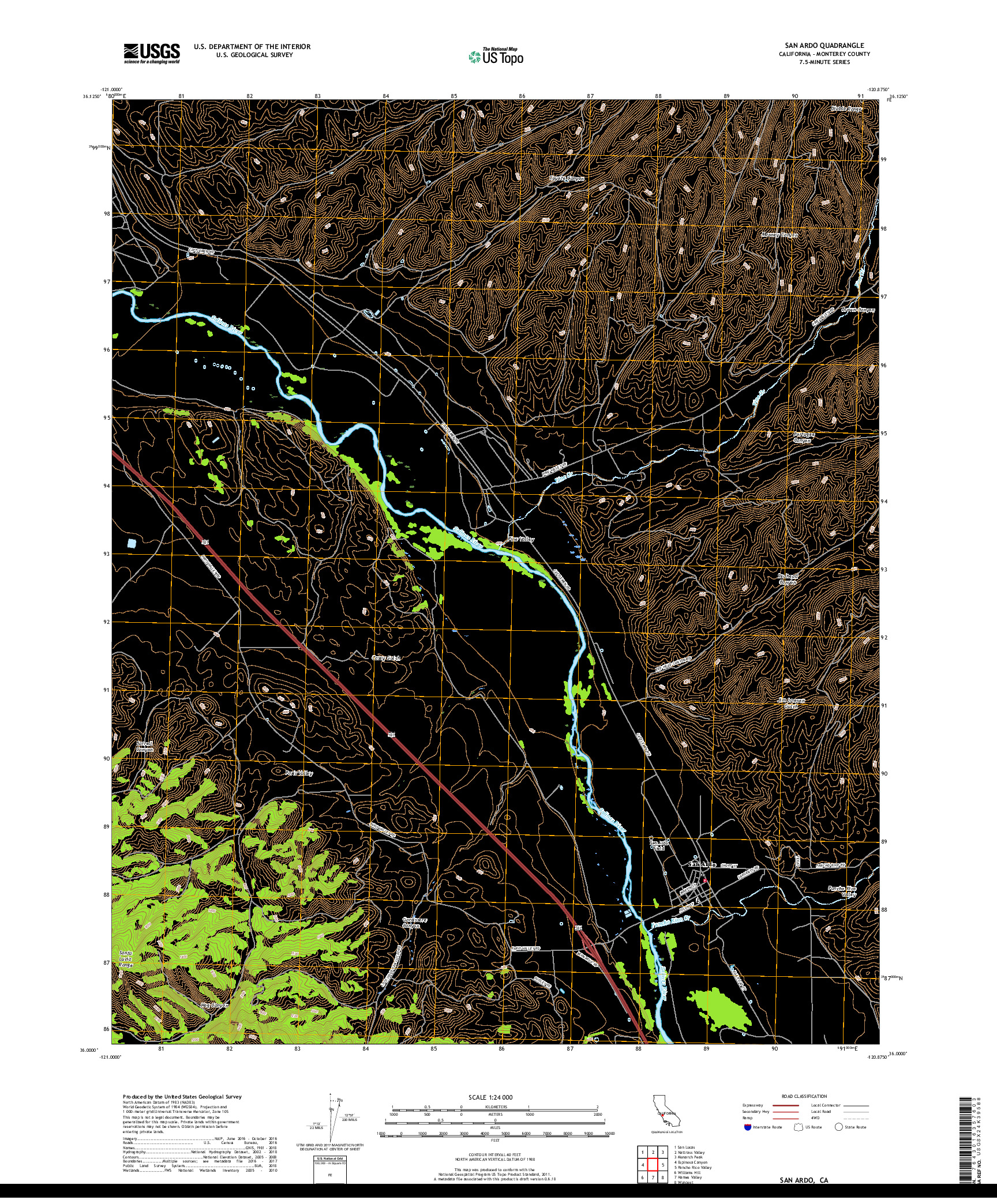 USGS US TOPO 7.5-MINUTE MAP FOR SAN ARDO, CA 2018