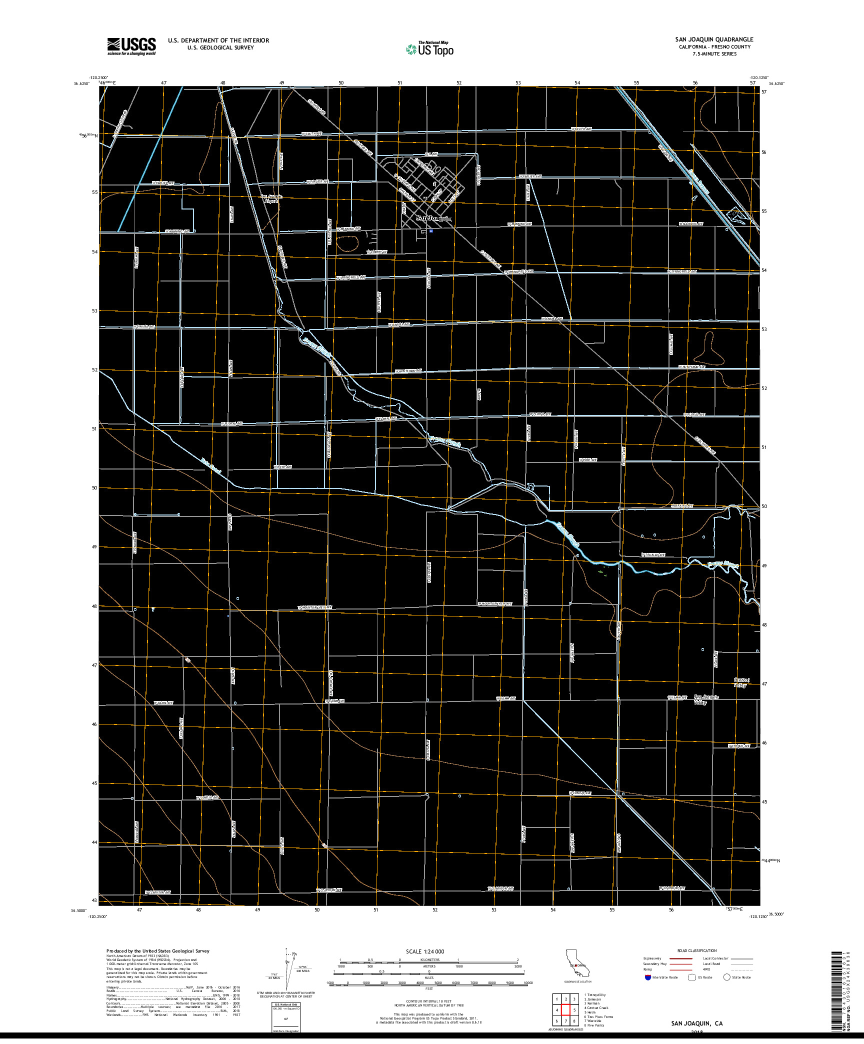 USGS US TOPO 7.5-MINUTE MAP FOR SAN JOAQUIN, CA 2018