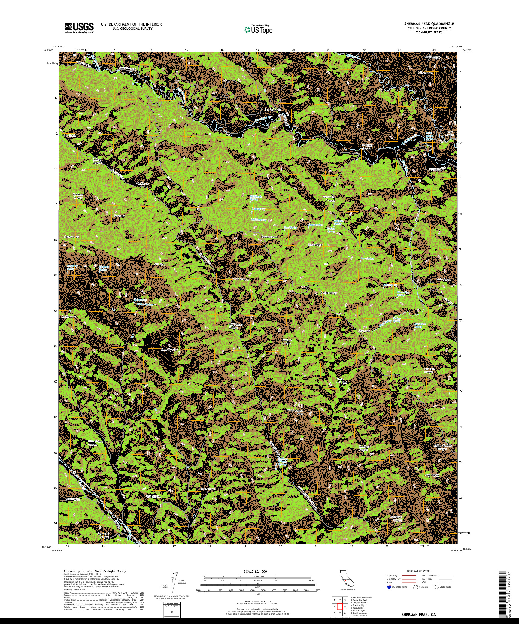 USGS US TOPO 7.5-MINUTE MAP FOR SHERMAN PEAK, CA 2018