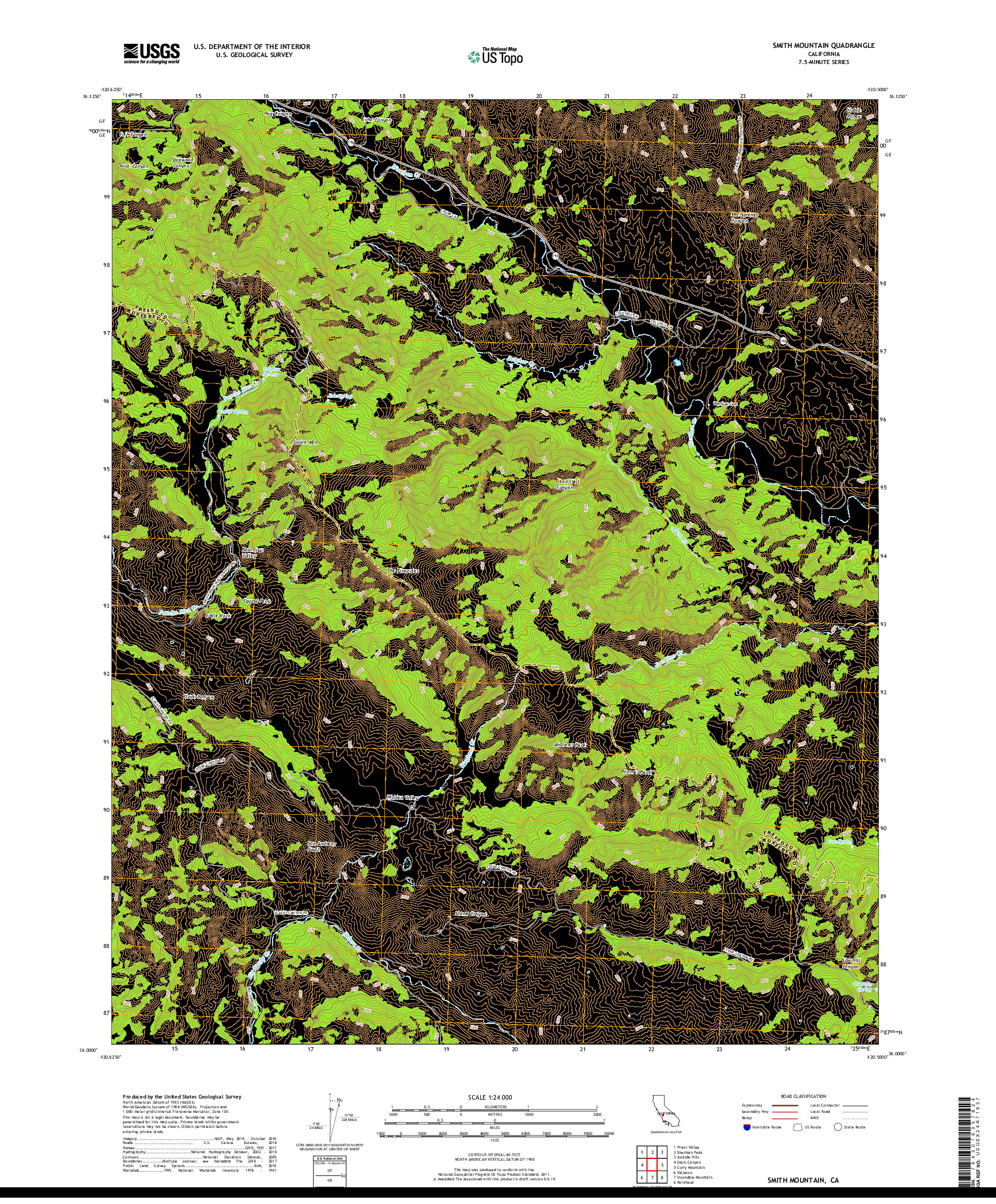 USGS US TOPO 7.5-MINUTE MAP FOR SMITH MOUNTAIN, CA 2018