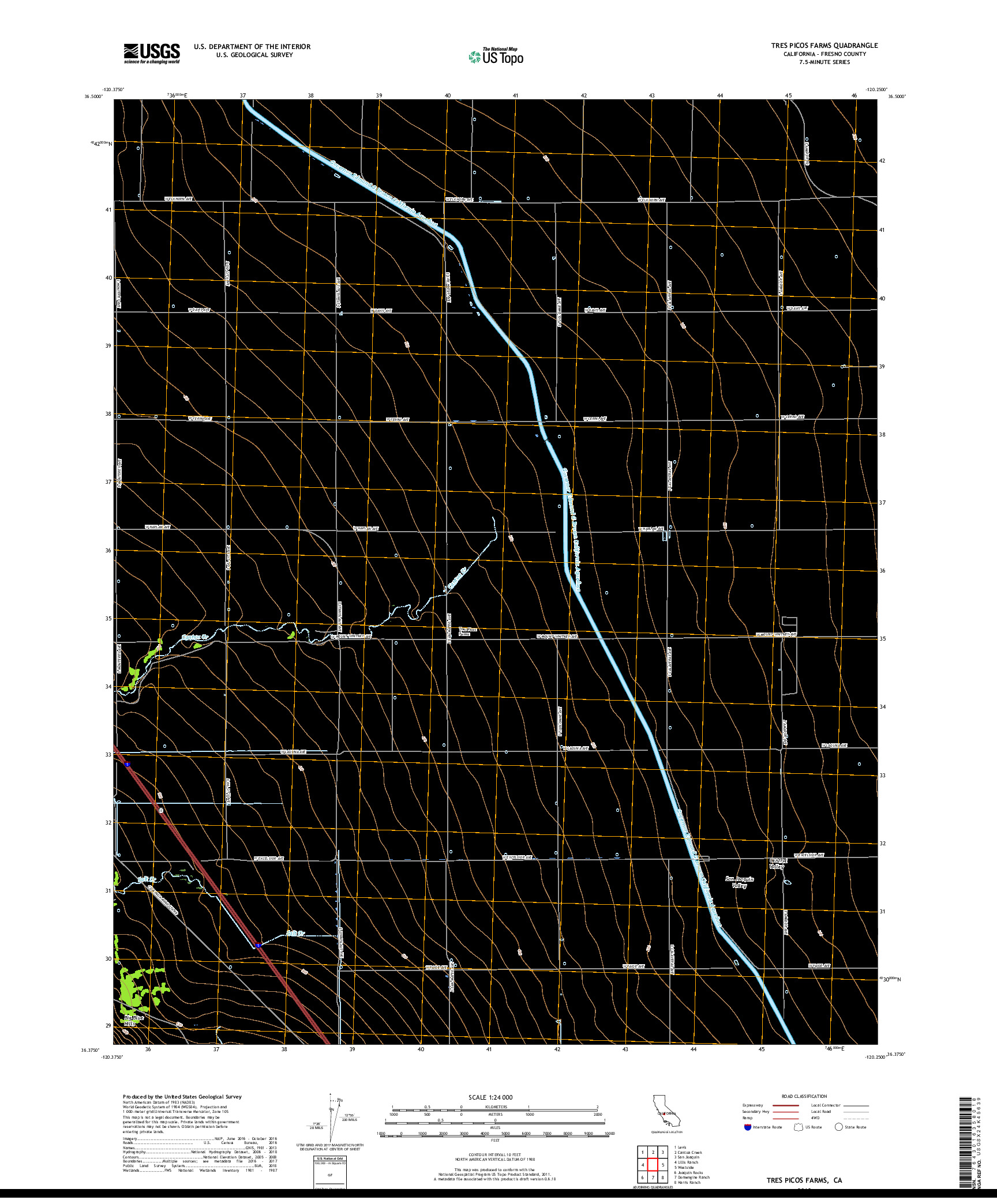 USGS US TOPO 7.5-MINUTE MAP FOR TRES PICOS FARMS, CA 2018